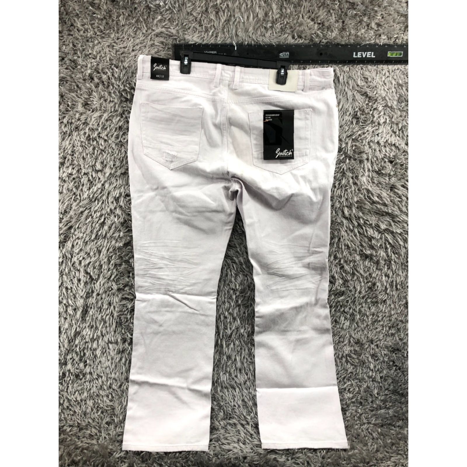 Vintage Switch Jeans Size 40x32 Mens Slim Tapered White Light Wash Distressed? No Distress Size US 40 / EU 56 - 4 Thumbnail