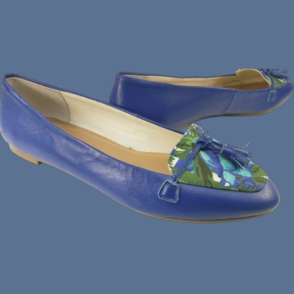Talbots Talbots Flats Women's 7M Blue Tassel Painted Floral Vamp Very Cute! Shoes are in Like New Condition but have been worn once. Pre-owned. Size US 7 / IT 37 - 1 Thumbnail
