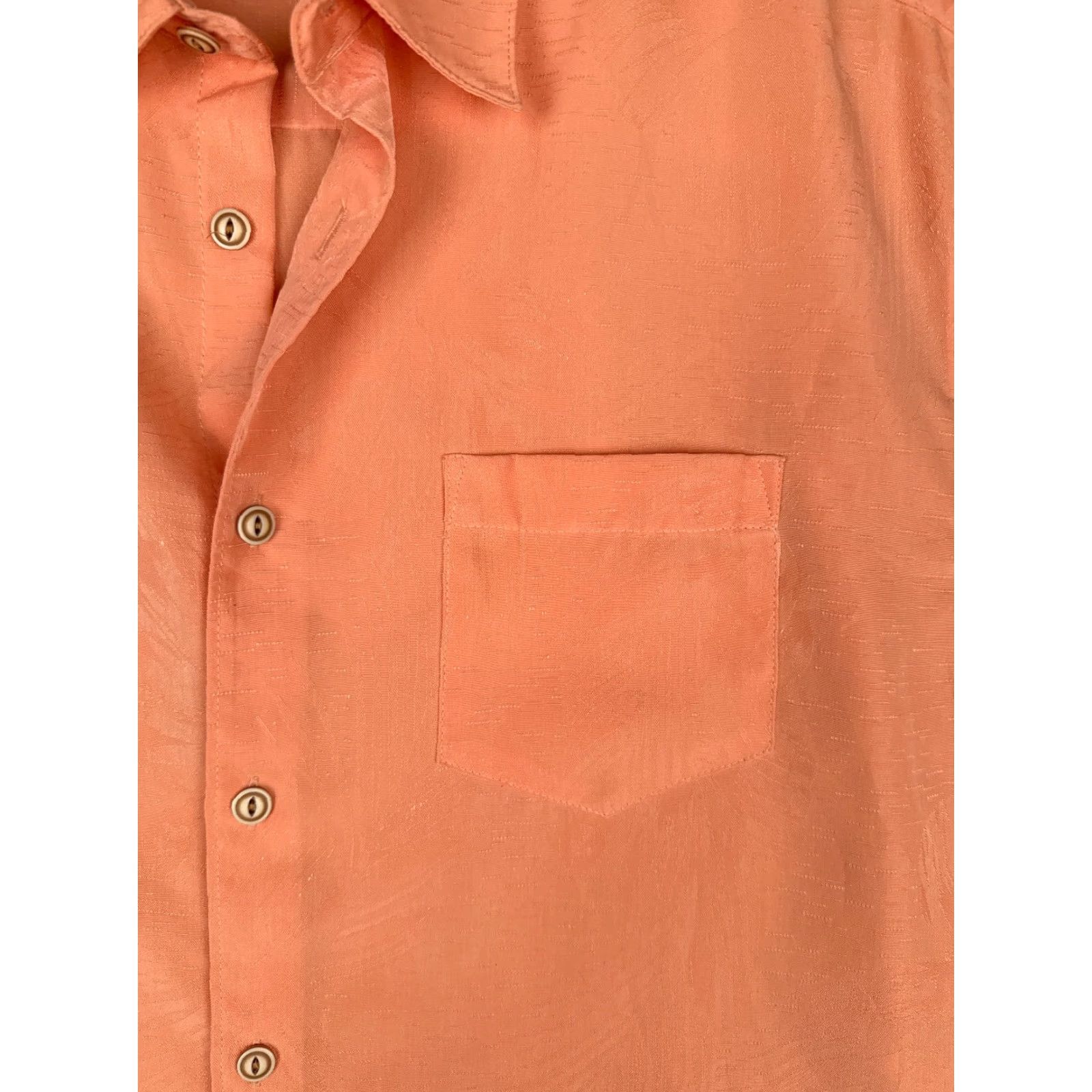 Cubavera Cubavera Men Shirt Casual Hawaiian Floral Orange Embroidered Button-Up Rayon Blend Size US L / EU 52-54 / 3 - 6 Thumbnail