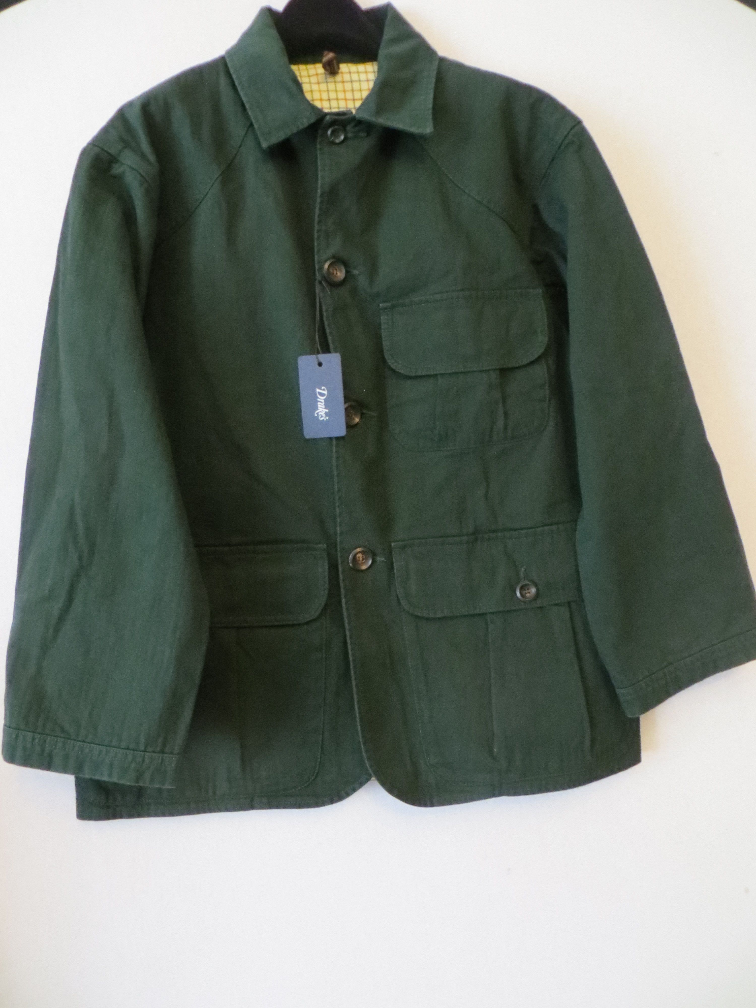 image of Drakes Green Waxed Chasseur Aw23 Jacket, Men's (Size 2XL)