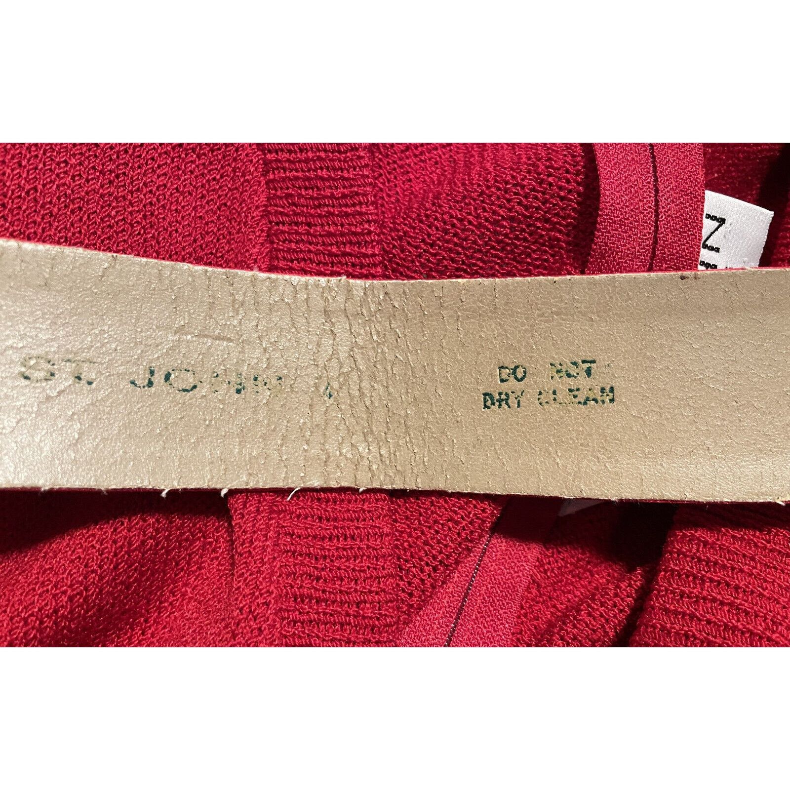 St. John VTG St John Bright Red Wrap V Neck Dress 4 Rhinestone Belt Size S / US 4 / IT 40 - 12 Thumbnail