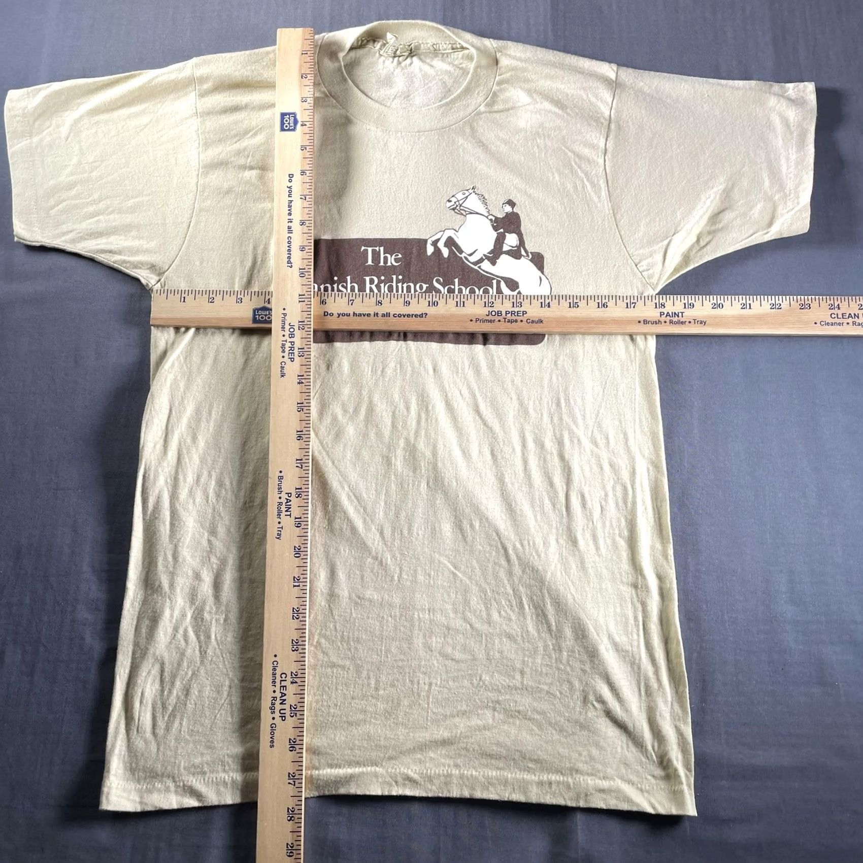 Vintage VINTAGE Screen Stars Shirt Mens Large Beige 50/50 Crew Neck Graphic Print Spanish Riding School of Vienna Horse Travel 80s Women? Mens Size US L / EU 52-54 / 3 - 4 Thumbnail