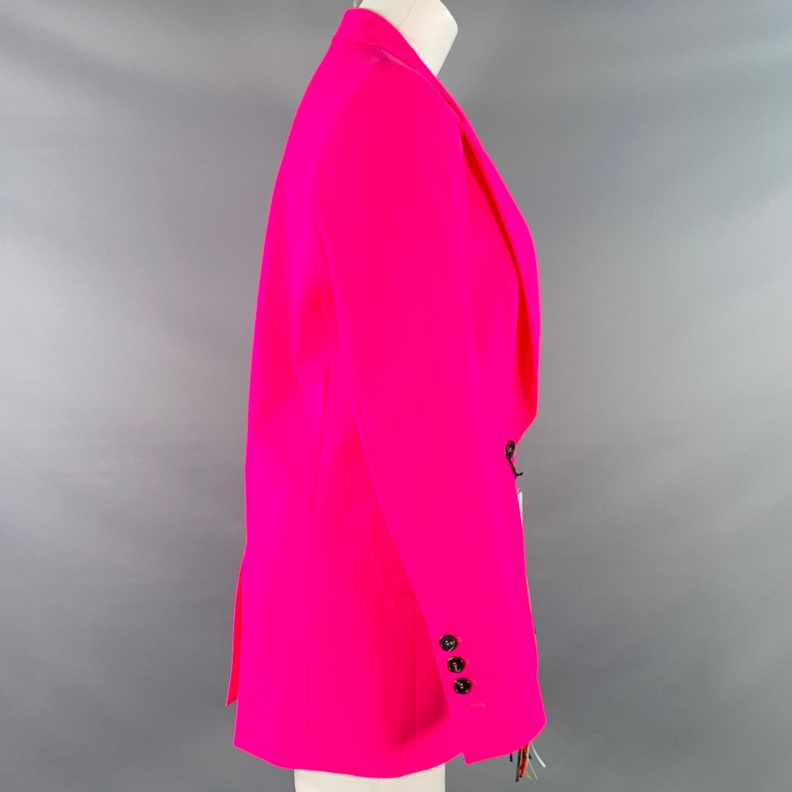 MSGM 2 Pink Wool Blend Peak Lapel Single Button Jacket Blazer Size XS / US 0-2 / IT 36-38 - 2 Thumbnail