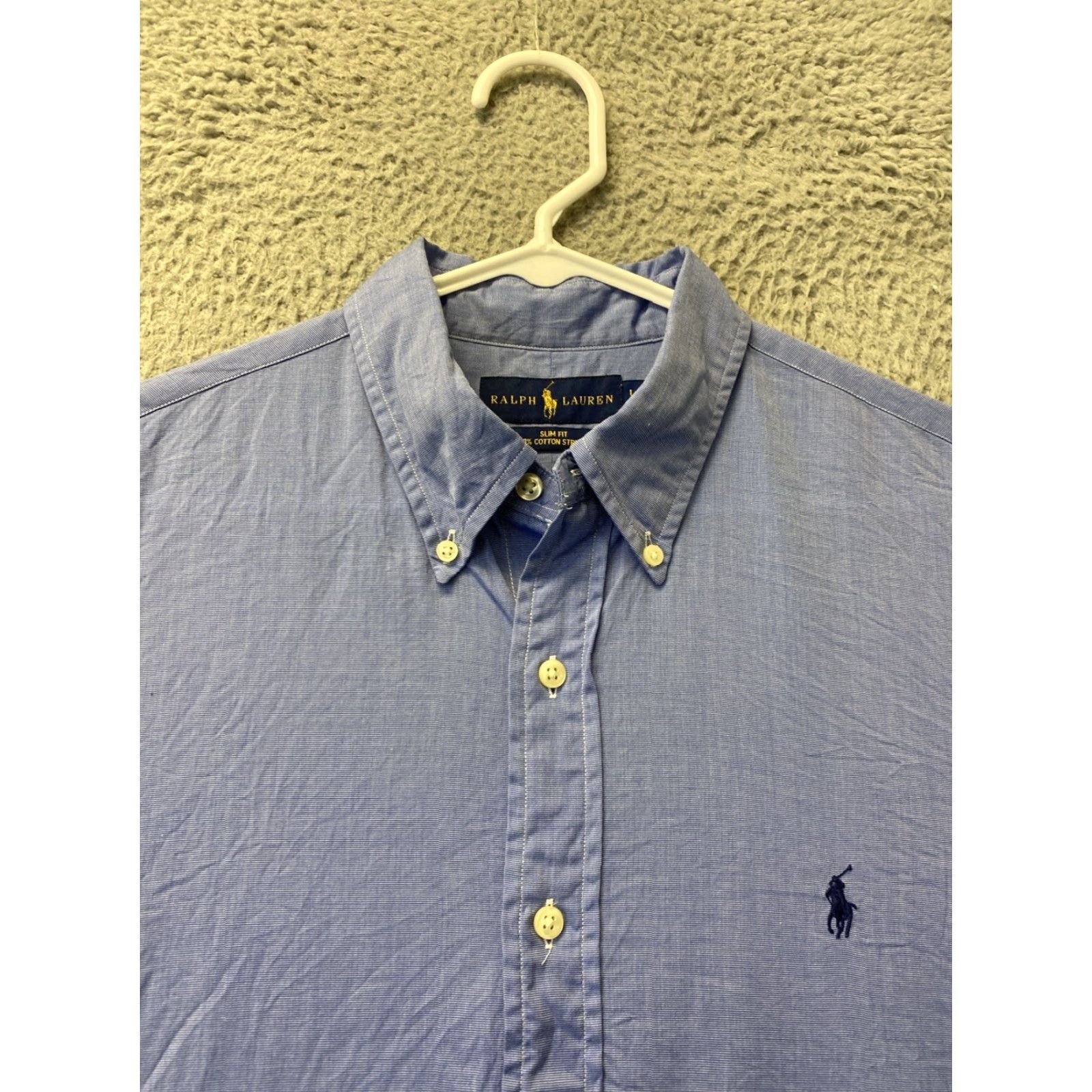 Ralph Lauren VINTAGE Ralph Lauren Men's Shirt Long Sleeve Cotton Blue Casual Business Size Large Size US L / EU 52-54 / 3 - 3 Thumbnail
