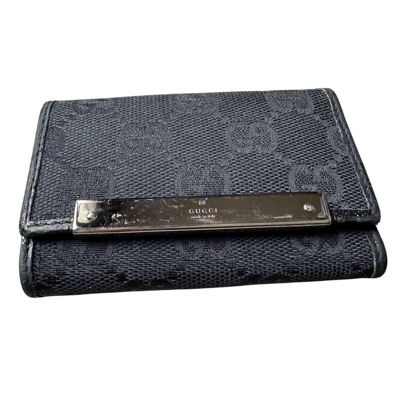 Gucci Gucci Black GG Canvas & Leather Trifold Key Holder - 6 Keys Size ONE SIZE - 1 Thumbnail