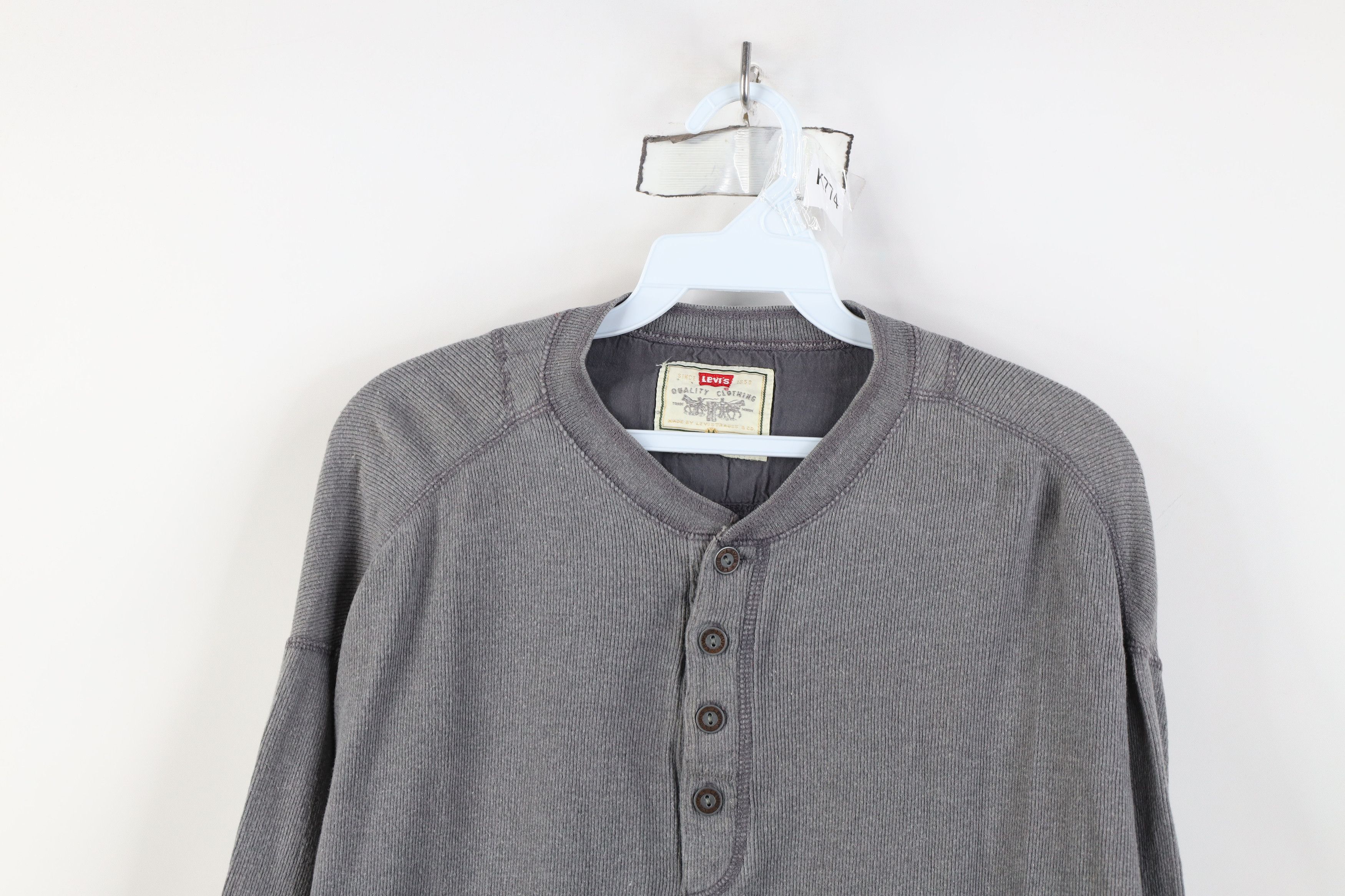 Levi's Vintage 90s Levis Ribbed Knit Long Sleeve Henley T-Shirt Size US M / EU 48-50 / 2 - 2 Thumbnail