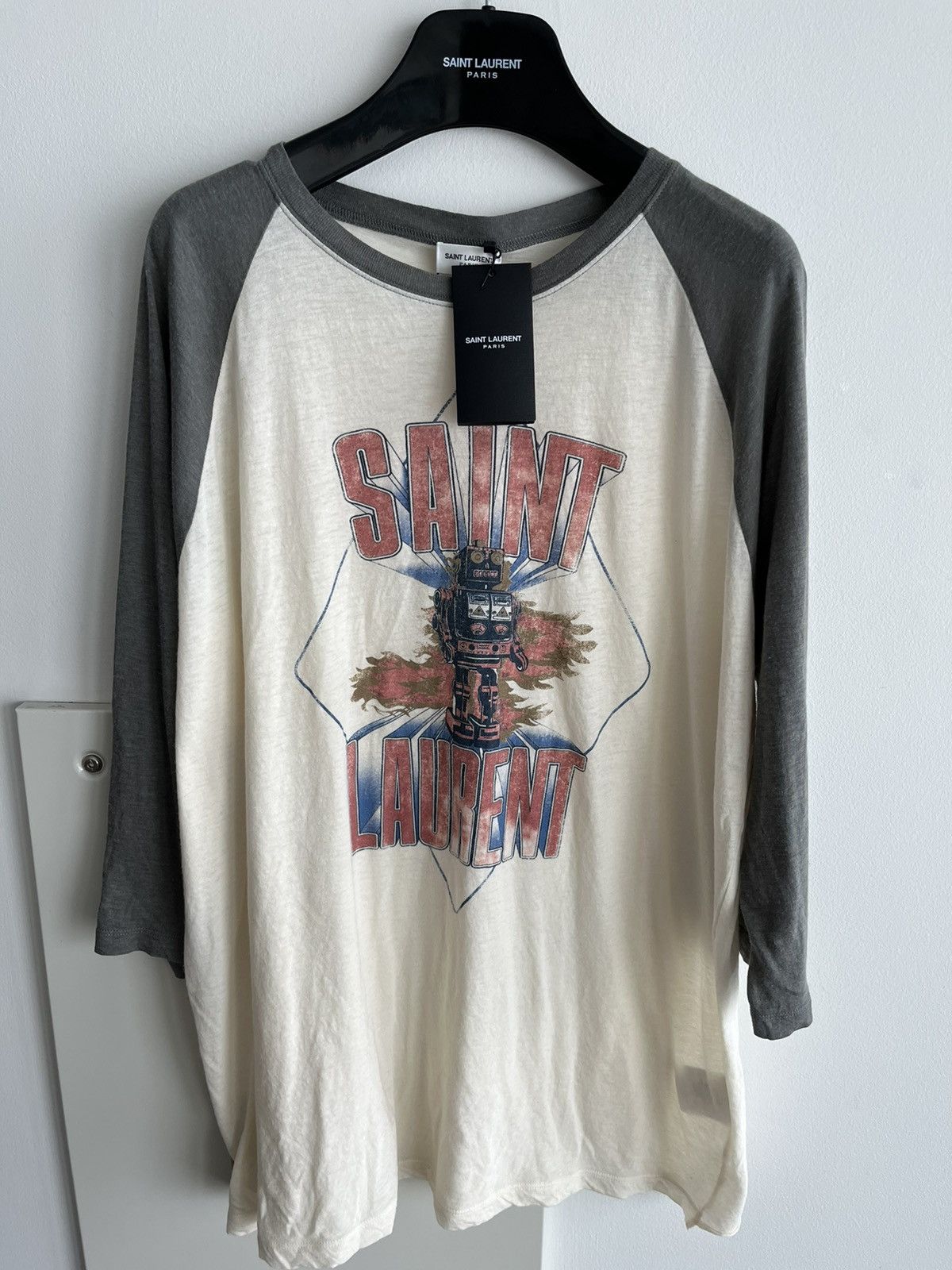 Brand New Super Runway Saint Laurent Logo 🤖 Robot Tee Shirt