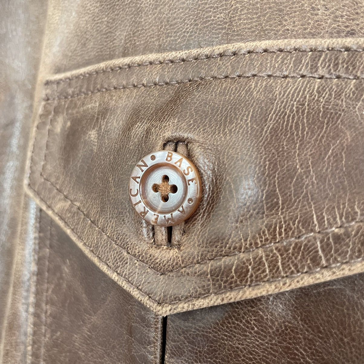 Vintage Vintage distressed leather jacket AMERICAN BASE New York Size US XL / EU 56 / 4 - 11 Thumbnail
