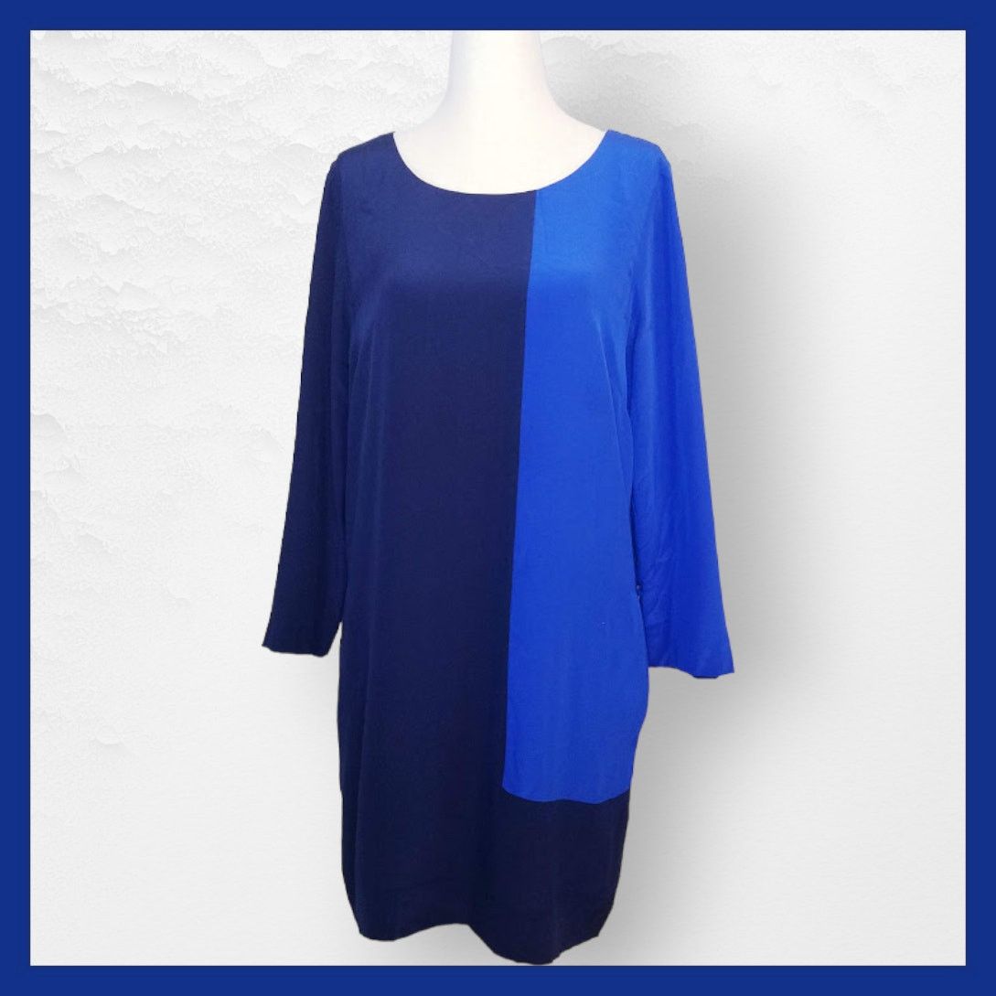 J.Crew J. Crew Silk Mini Shift Dress size 4 navy & royal blue | Grailed