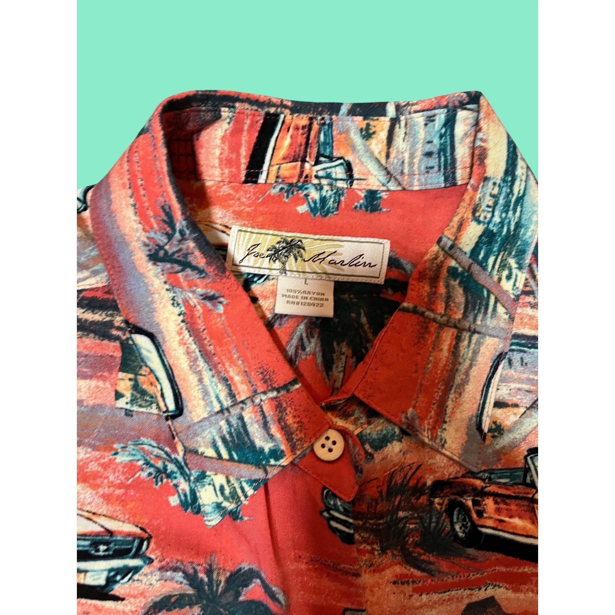 Other Ford Mustang Hawaiian Button-Up Shirt "shrimp orangie" color Size US L / EU 52-54 / 3 - 4 Thumbnail