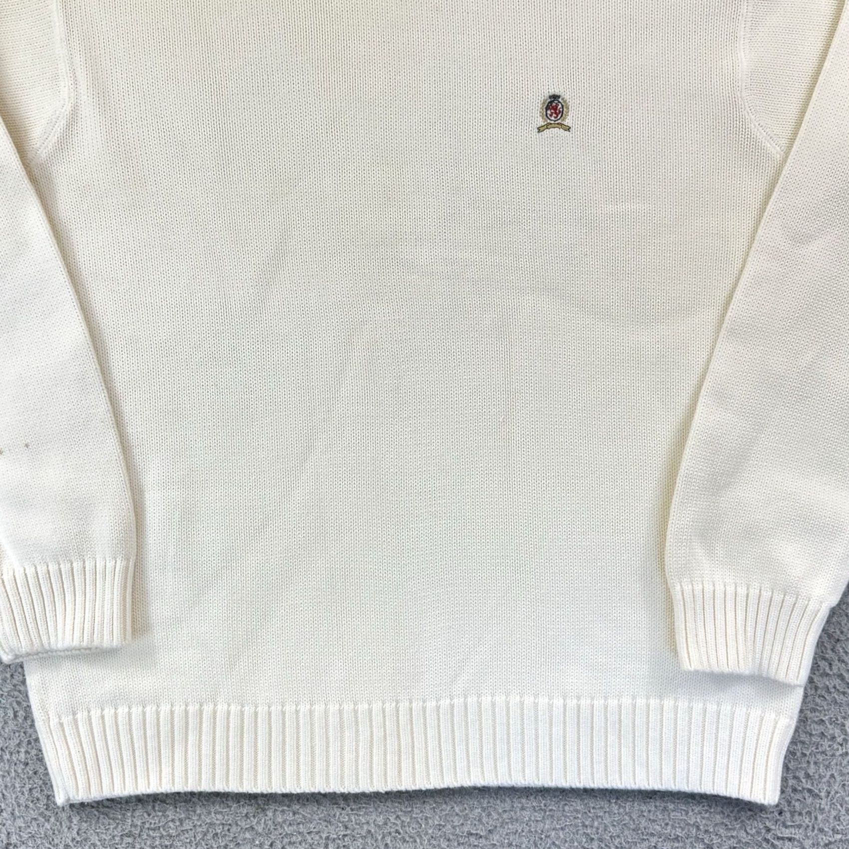Tommy Hilfiger VINTAGE Tommy Hilfiger Sweater Mens XL White Ribbed Knit 90s Long Sleeve Preppy Size US XL / EU 56 / 4 - 2 Thumbnail
