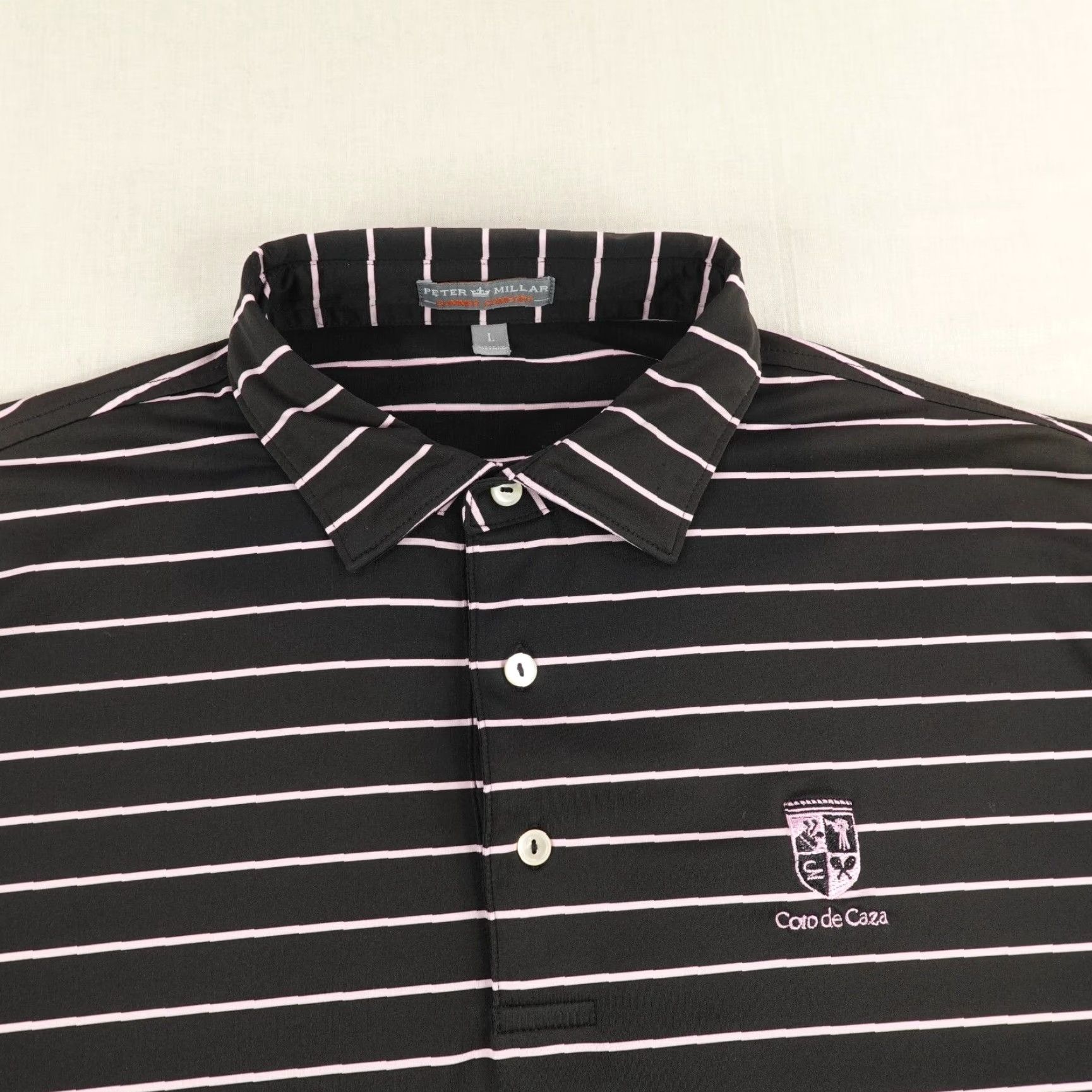 Peter Millar Peter Millar Polo Shirt Men Large Black Pink Stripes Summer Comfort Coto De Caza Size US L / EU 52-54 / 3 - 2 Thumbnail
