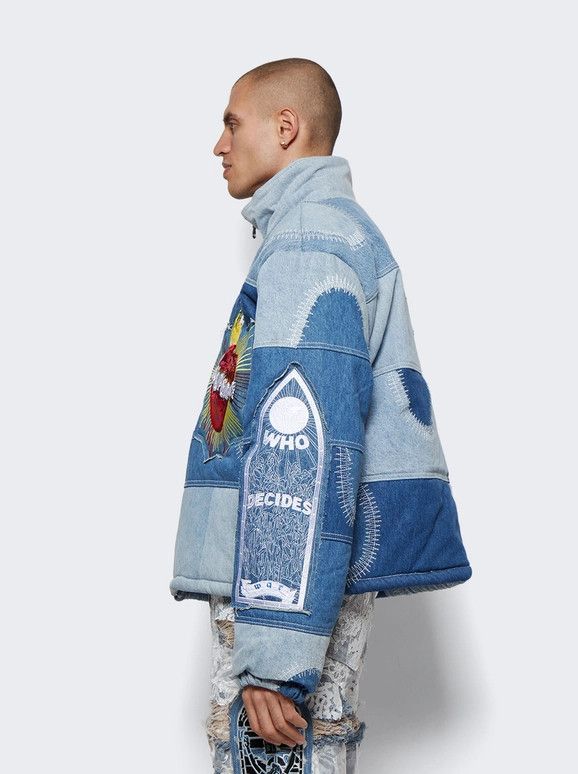 Who Decides War o1gr1nt0525 Sacred Melded Denim Puffer Jacket in Blue Size US L / EU 52-54 / 3 - 3 Thumbnail