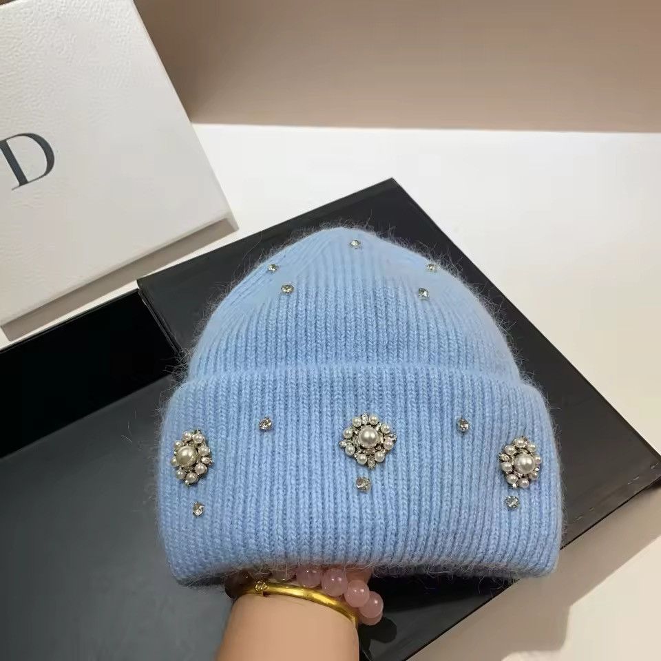 Japanese Brand Light Blue Beaded Beanie Size ONE SIZE - 2 Thumbnail