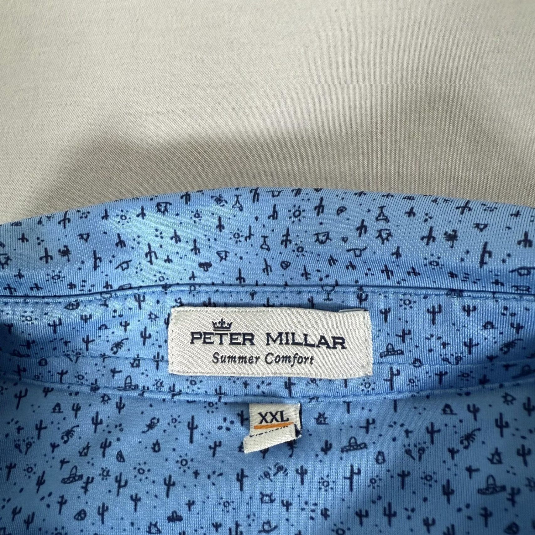Peter Millar Peter Millar Polo Shirt Mens 2XL Blue Summer Comfort Cactus Print Golf Desert Size US XXL / EU 58 / 5 - 5 Thumbnail