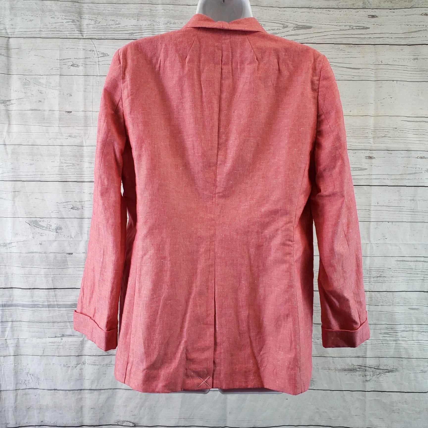 J.Crew J.CREW Blazer Womens Unstructured Sz 10 Red Cotton Linen Blend Shirt / Jacket (Regular) - Blazer - 10 - Red - Solid - Women Size L / US 10 / IT 46 - 4 Thumbnail