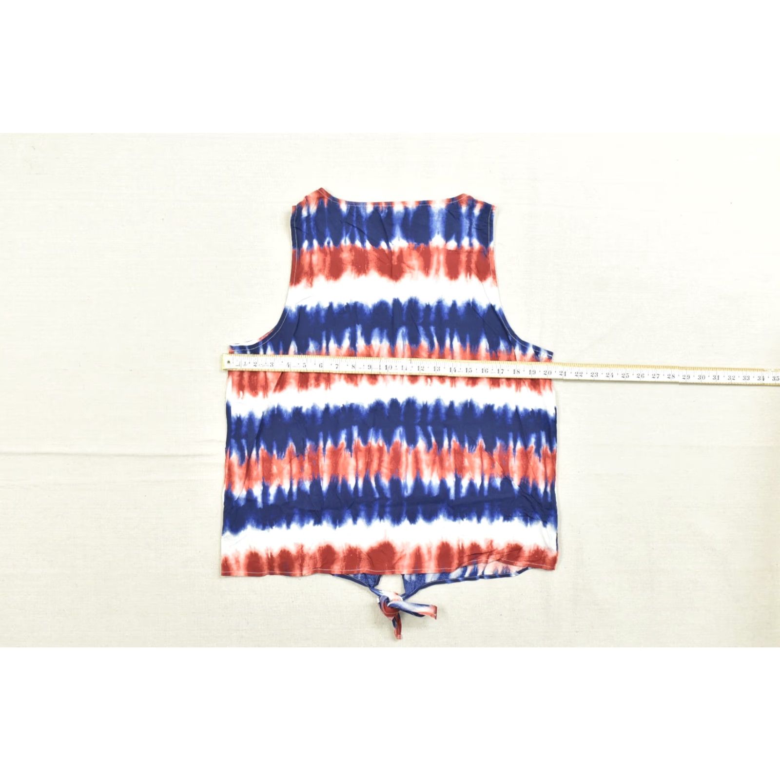 Vintage Rock & Republic Women's Blouse Tie Dye Sleeveless V-Neck Button Front Red White Blue M Size M / US 6-8 / IT 42-44 - 3 Thumbnail