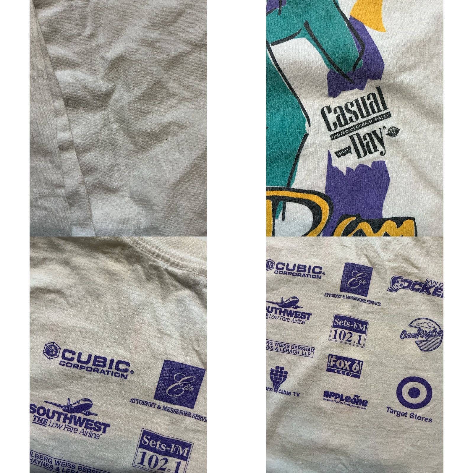 Fruit Of The Loom VINTAGE 90s Fruit Of The Loom Levis Casual Day United Cerebral Palsy Graphic T-Shirt XL White Mens Size US XL / EU 56 / 4 - 8 Thumbnail