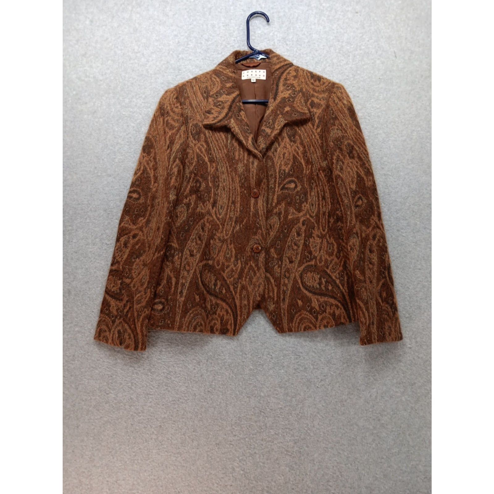 Joseph Abboud Joseph Abboud Collection Blazer Womens 12 Brown Paisley Mohair Wool Blend Italy Blazer Size XL / US 12-14 / IT 48-50 - 2 Thumbnail