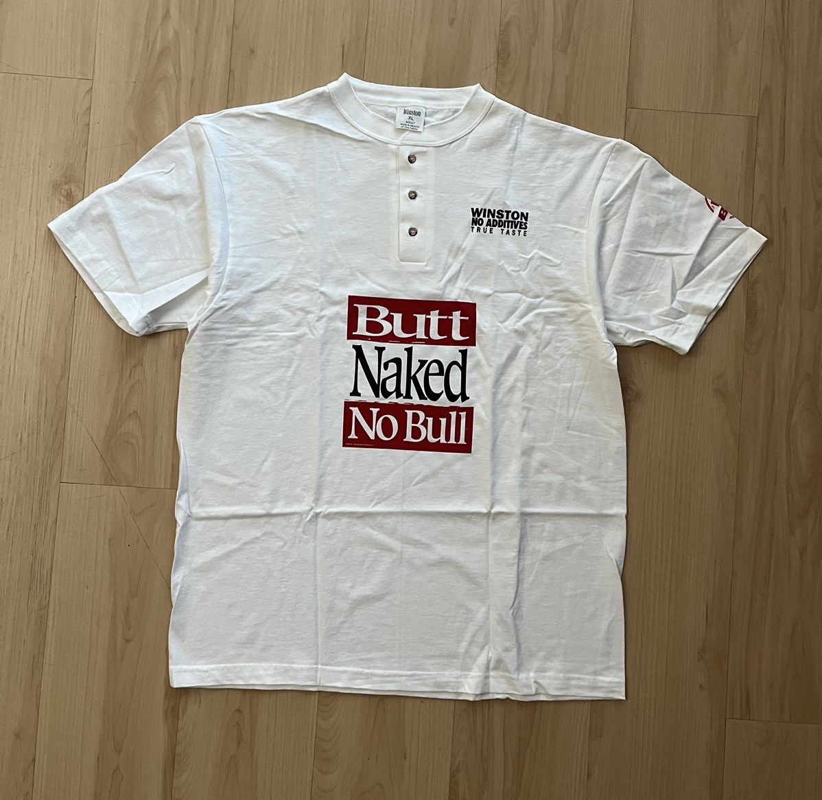 Vintage Vintage Winston Cigarettes Promo Naked Bull Henley T Shirt Size US XL / EU 56 / 4 - 1 Thumbnail