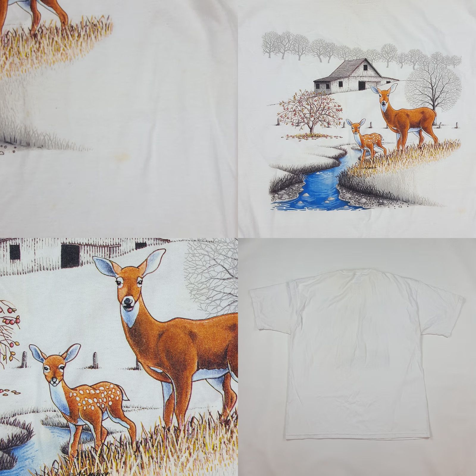 Jerzees VINTAGE Jerzees T-Shirt Deer Outdoor Nature Men's XL White Short Sleeve Retro 90s Y2K Graphic Print Shirt Mens Size US XL / EU 56 / 4 - 8 Thumbnail