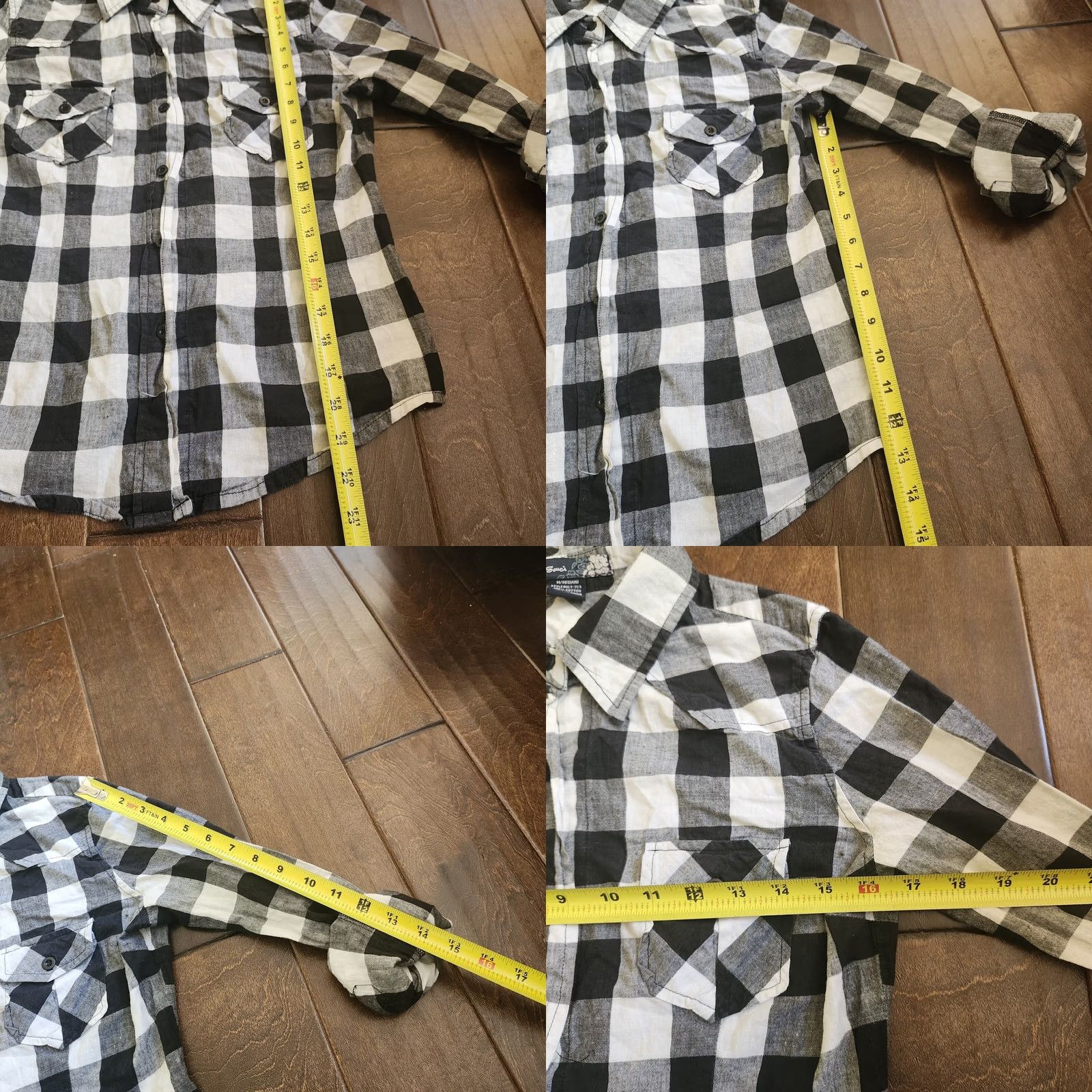 Vintage VINTAGE Sans Souchi Women's Junior Checkered Black White Plaid Button Up - Size M Size M / US 6-8 / IT 42-44 - 8 Thumbnail