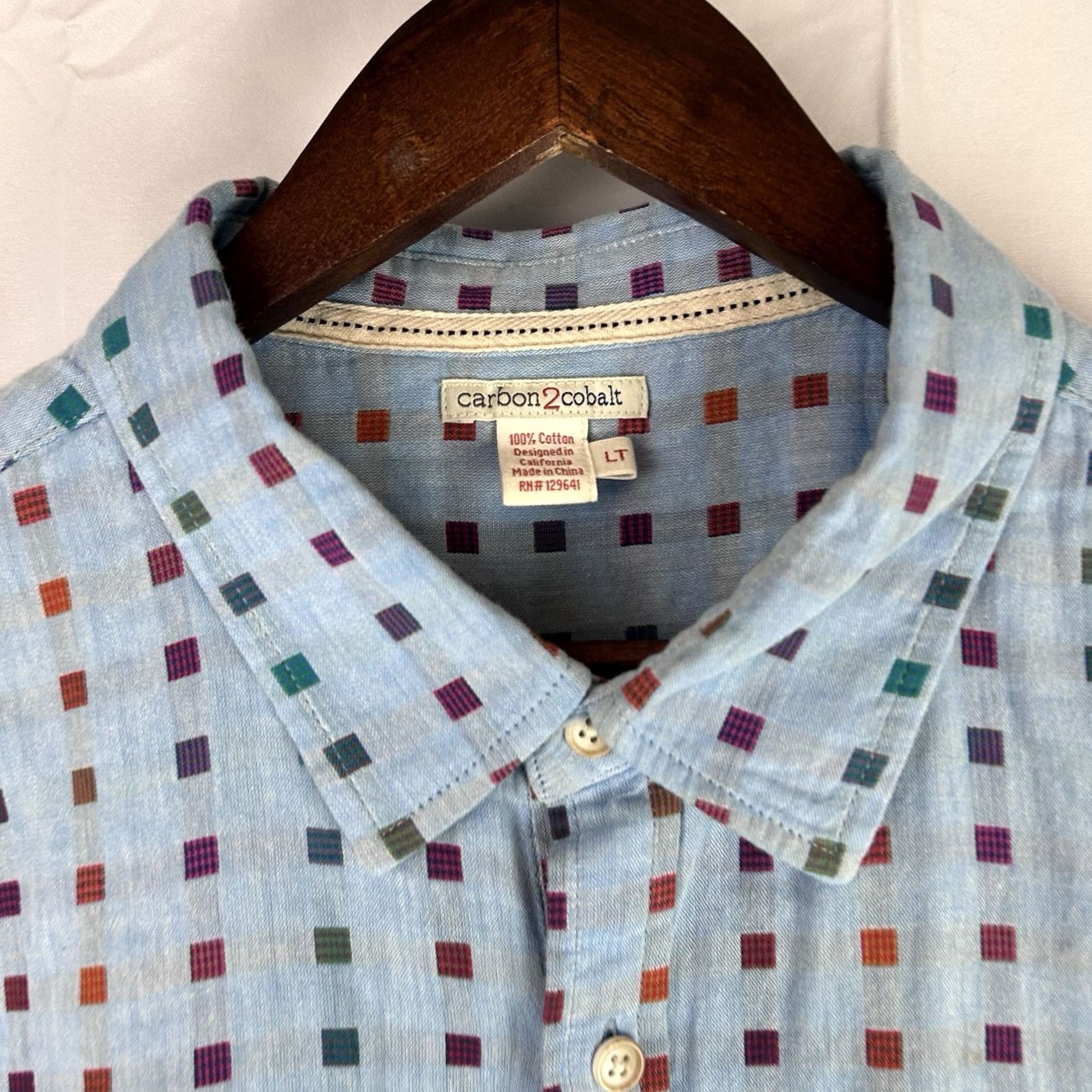 Carbon2Cobalt Carbon 2 Colbalt Mens Button Shirt Blue Geometric Large Tall Cotton Short Sleeve Button-Up Collared Shirt Long Sleeve: N/A Size US L / EU 52-54 / 3 - 3 Thumbnail