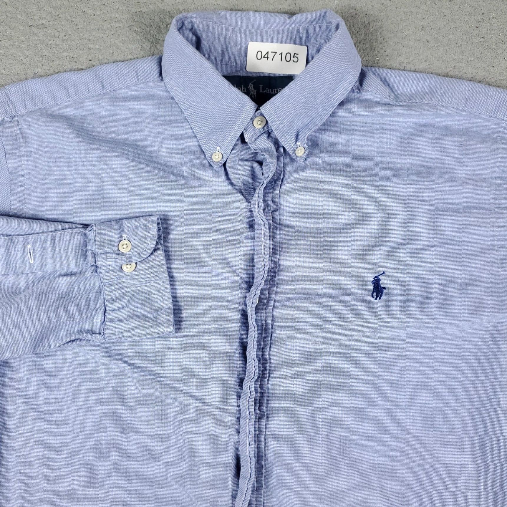 Ralph Lauren VINTAGE Ralph Lauren Dress Shirt Men 15.5 Blue Cotton Button-Down Long Sleeve Business Casual Formal Size 40R - 2 Thumbnail