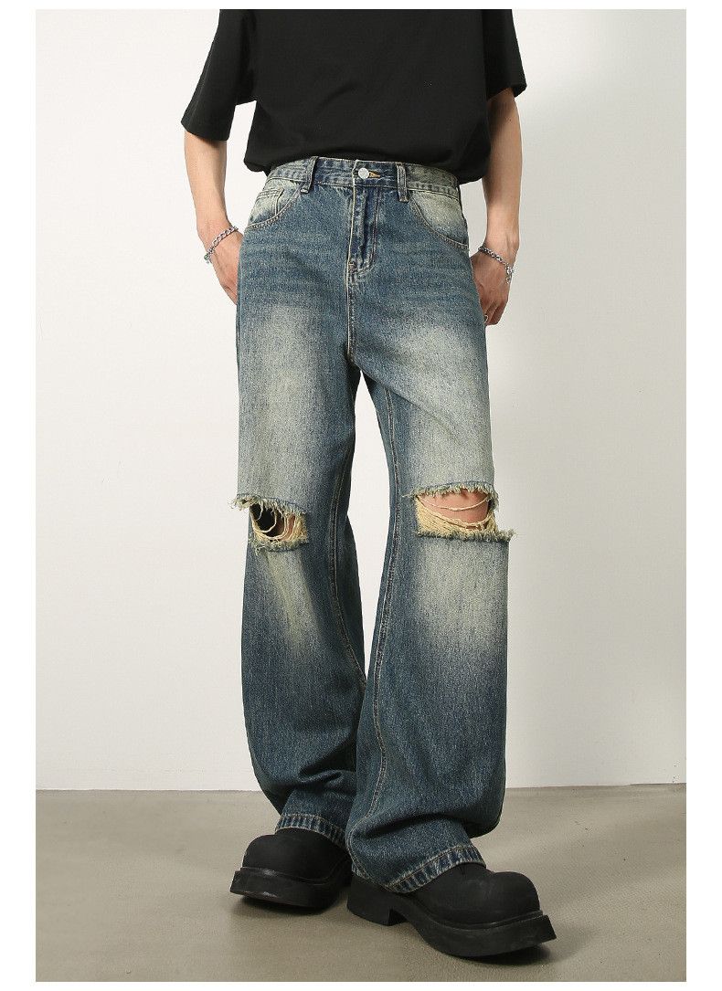 Japanese Brand × Jean Vintage washed all-match wide-leg ripped jeans Size US 32 / EU 48 - 1 Thumbnail