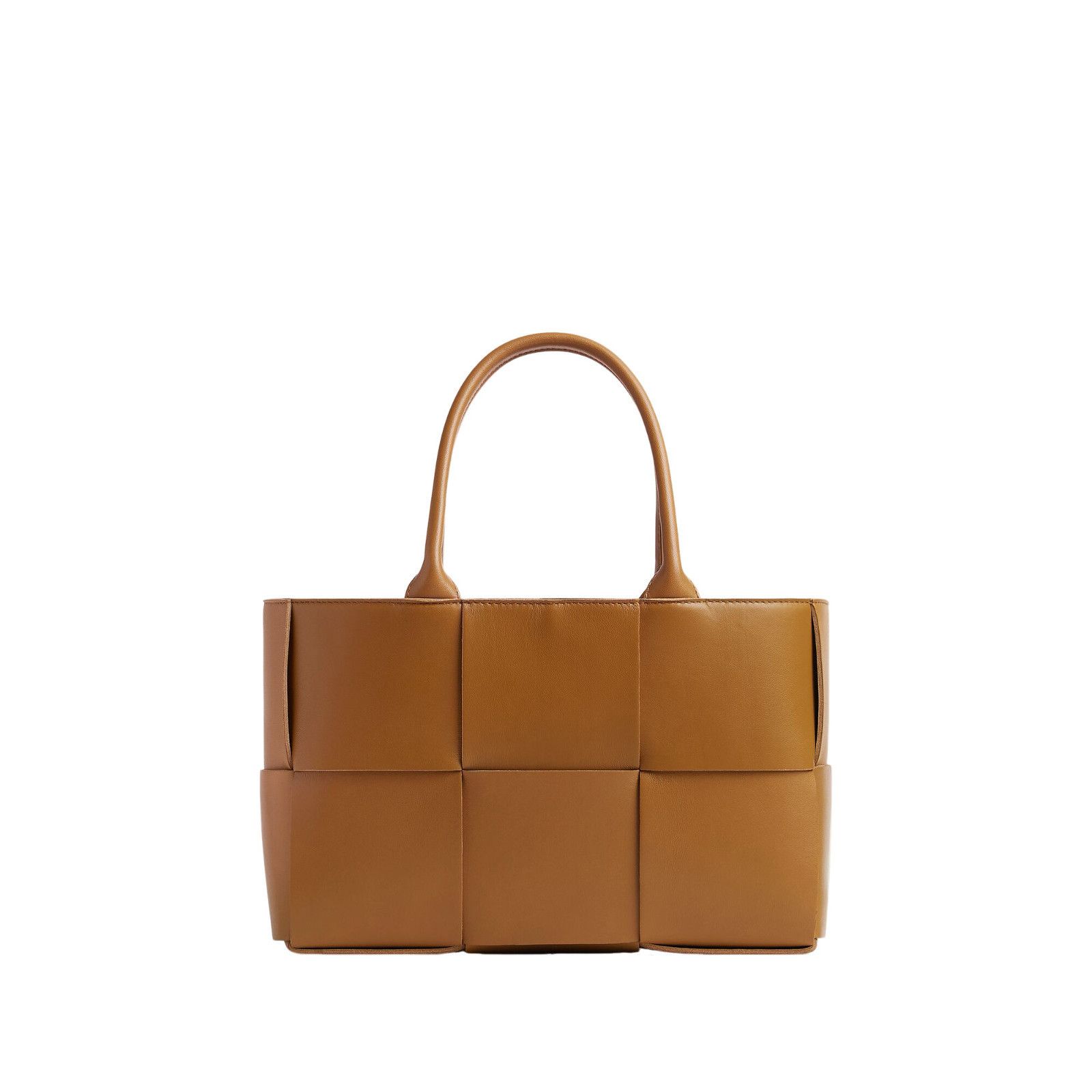 BOTTEGA VENETA Arco Small $3700 Camel Intreccio Tote Bag New
