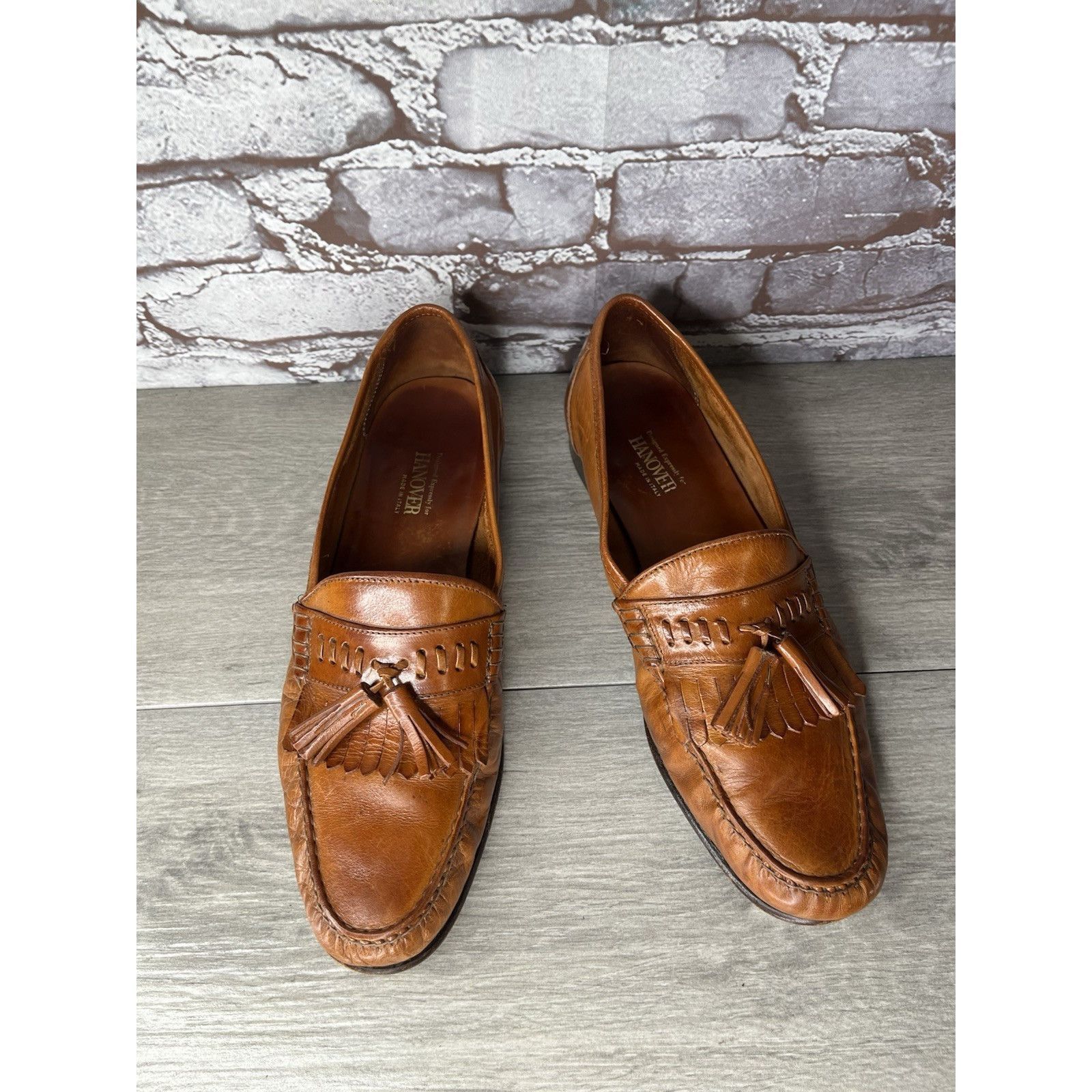 Hanover Hanover Brown Leather Kiltie Tassel VTG Loafers Dress Shoes Size US 10.5 / EU 43-44 - 15 Thumbnail