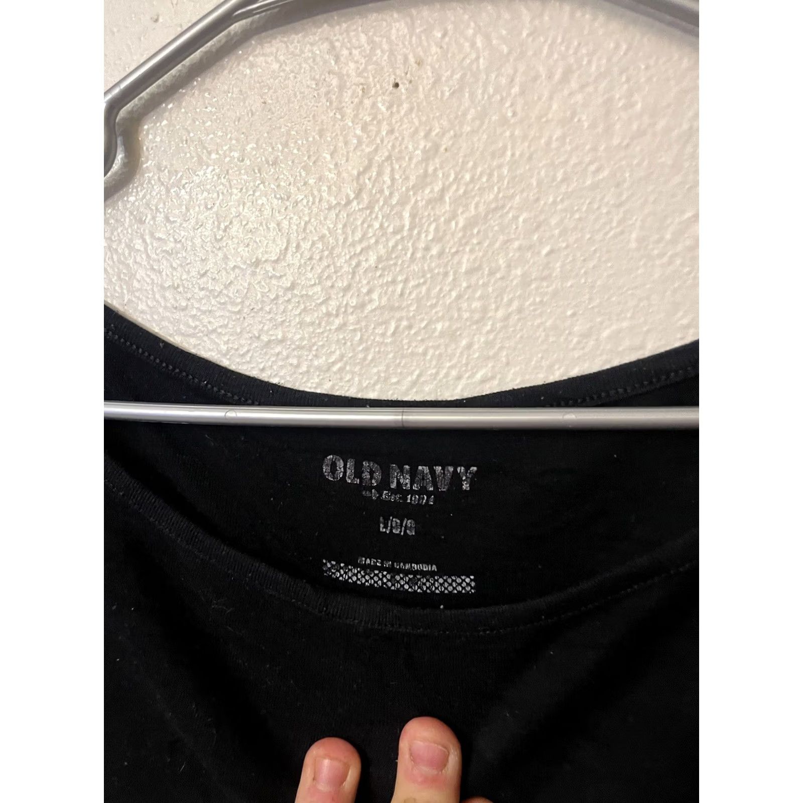 Old Navy Old Navy Black Long Sleeve Top Round Neck Button Embroidered 100% Cotton L Women’s Shirt Basic Vintage No Size L / US 10 / IT 46 - 3 Thumbnail