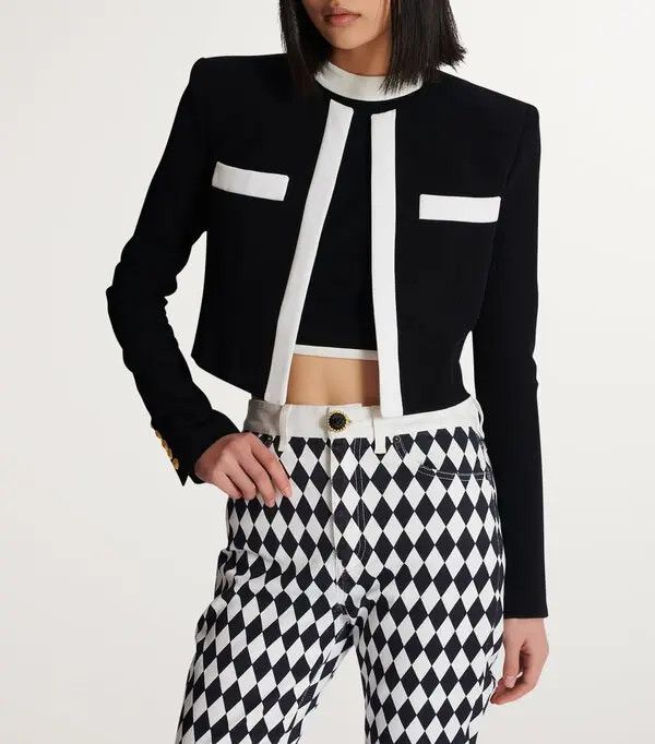Balmain o1s1wg110825 Crepe Spencer Jacket in Black Size S / US 4 / IT 40 - 5 Thumbnail