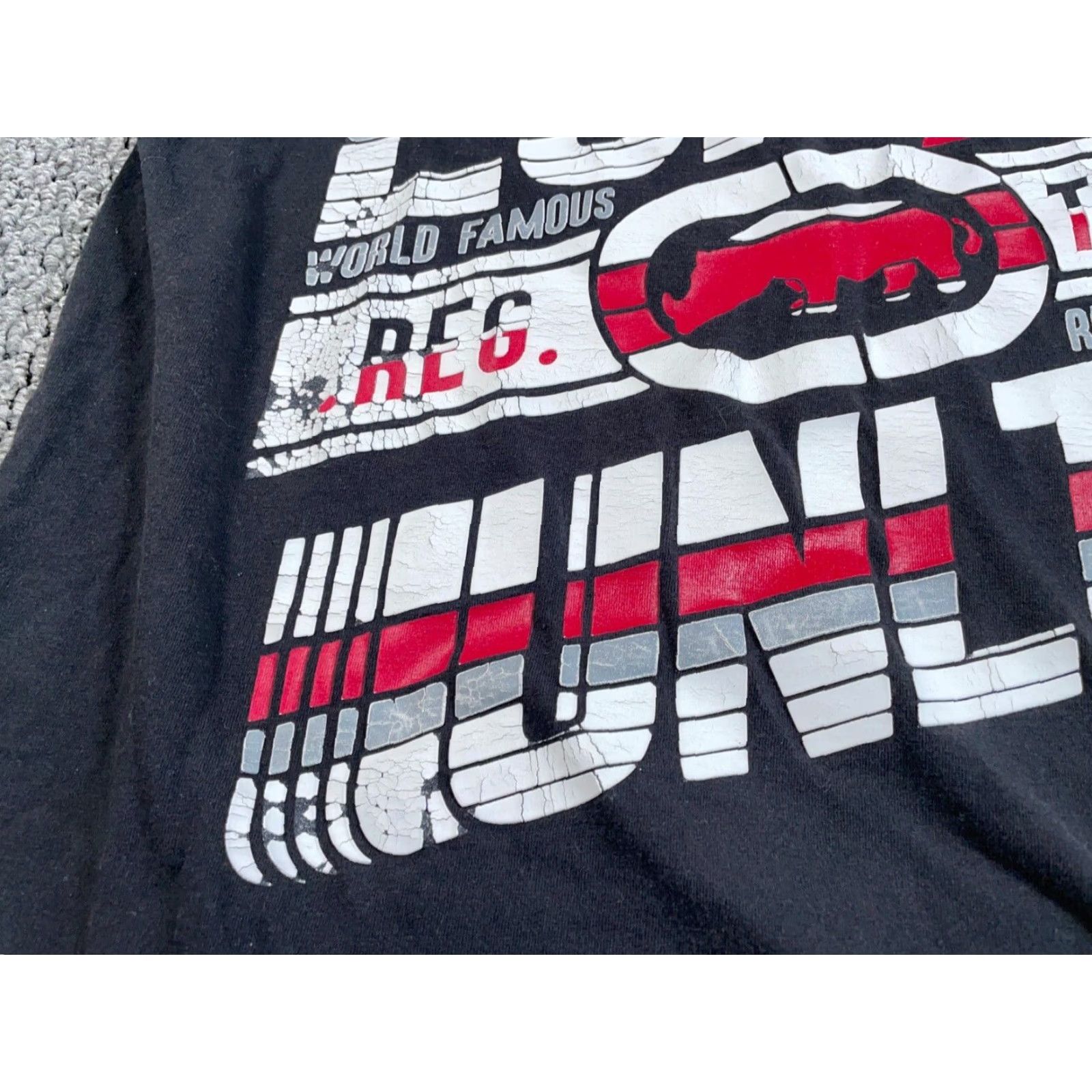 Ecko Unltd. Ecko Unltd Distressed Big Print T-Shirt Adult 2XB Black American Flag Streetwear Size US XXL / EU 58 / 5 - 5 Thumbnail