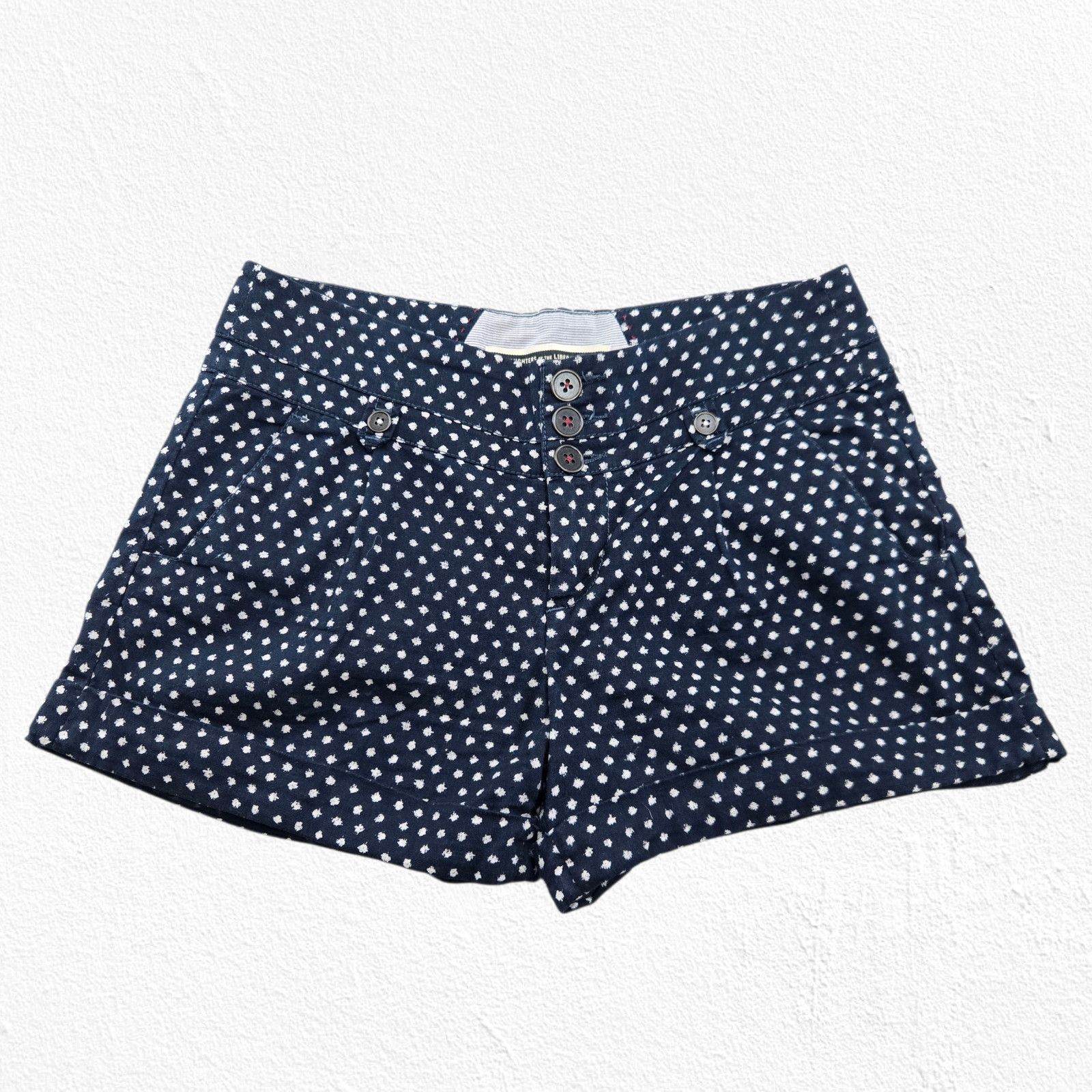 Other DOTL Navy Polka Dot Linen Blend Shorts Size 4 Size 27" / US 4 / IT 40 - 2 Thumbnail