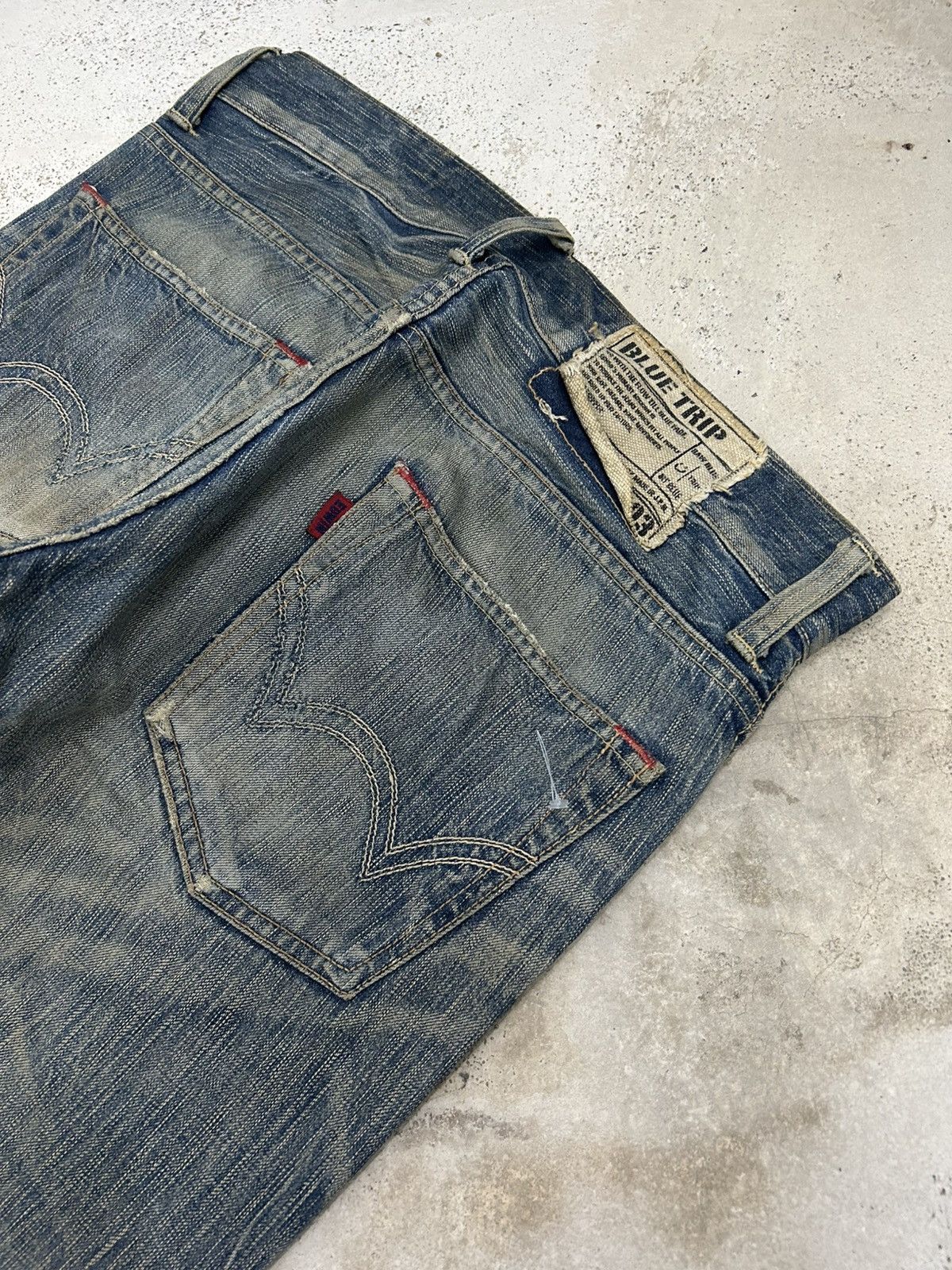 Edwin Vintage Edwin 503 Blue Trip Mud Washed Distressed Size US 33 - 11 Thumbnail