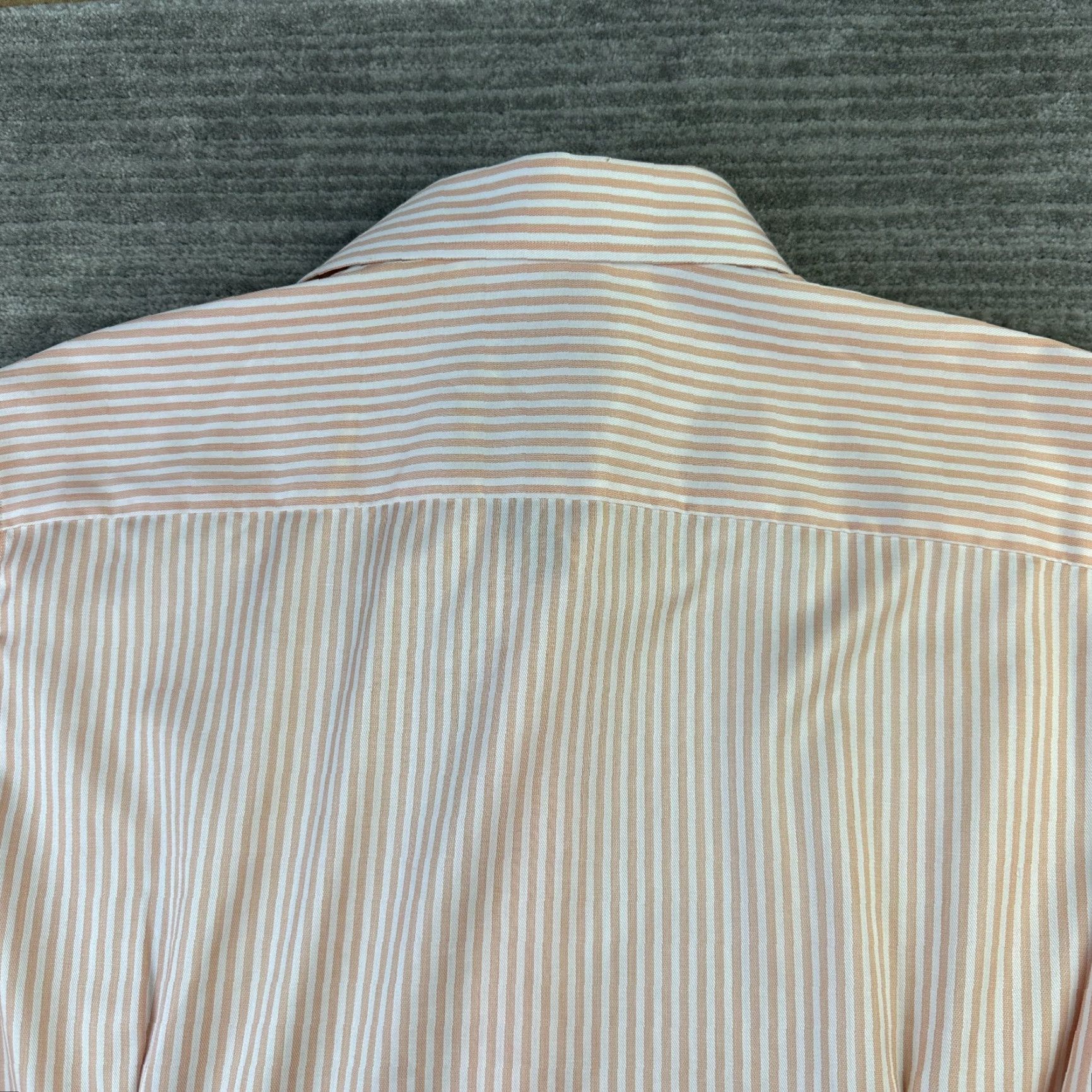 Eton Eton Shirt Dress Shirt Mens XL 17 43 Orange Striped Contemporary Fit Button-Down Collar Mens Top Cuff Barrel Cuff Cotton Wide Size 46R - 5 Thumbnail