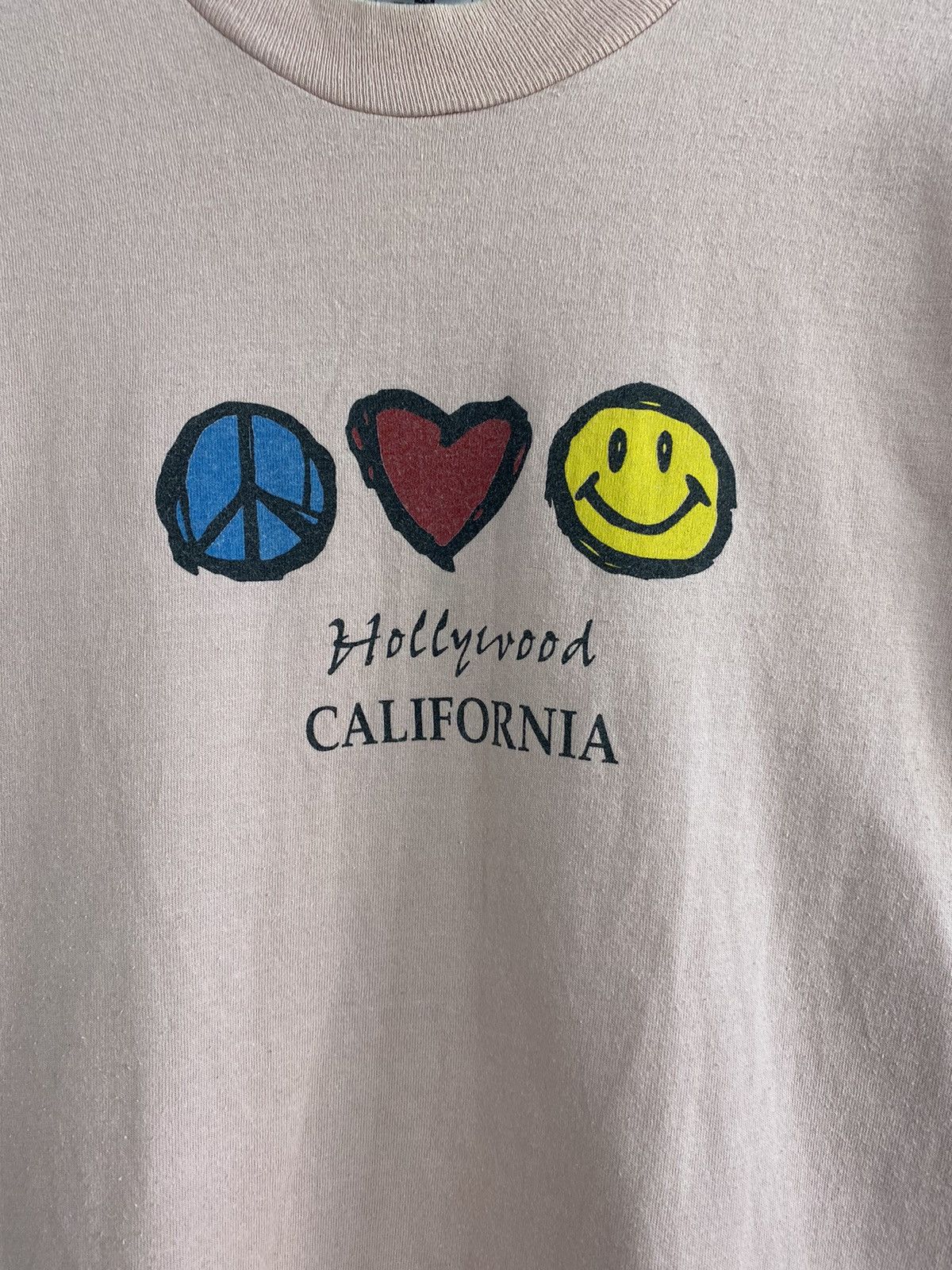 Fruit Of The Loom 🇺🇸 ☮️ Vintage 90s Peace Love Smile Rare Y2K T-Shirt Retro Hype Size US XL / EU 56 / 4 - 3 Thumbnail