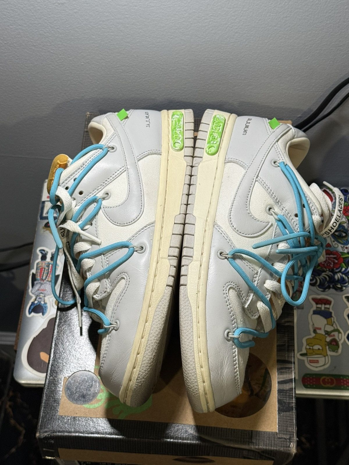 Nike × Off-White Nike Dunk Low Off-White Lot 02 Sail Neutral Grey Blue Size US 7.5 / EU 40-41 - 2 Thumbnail