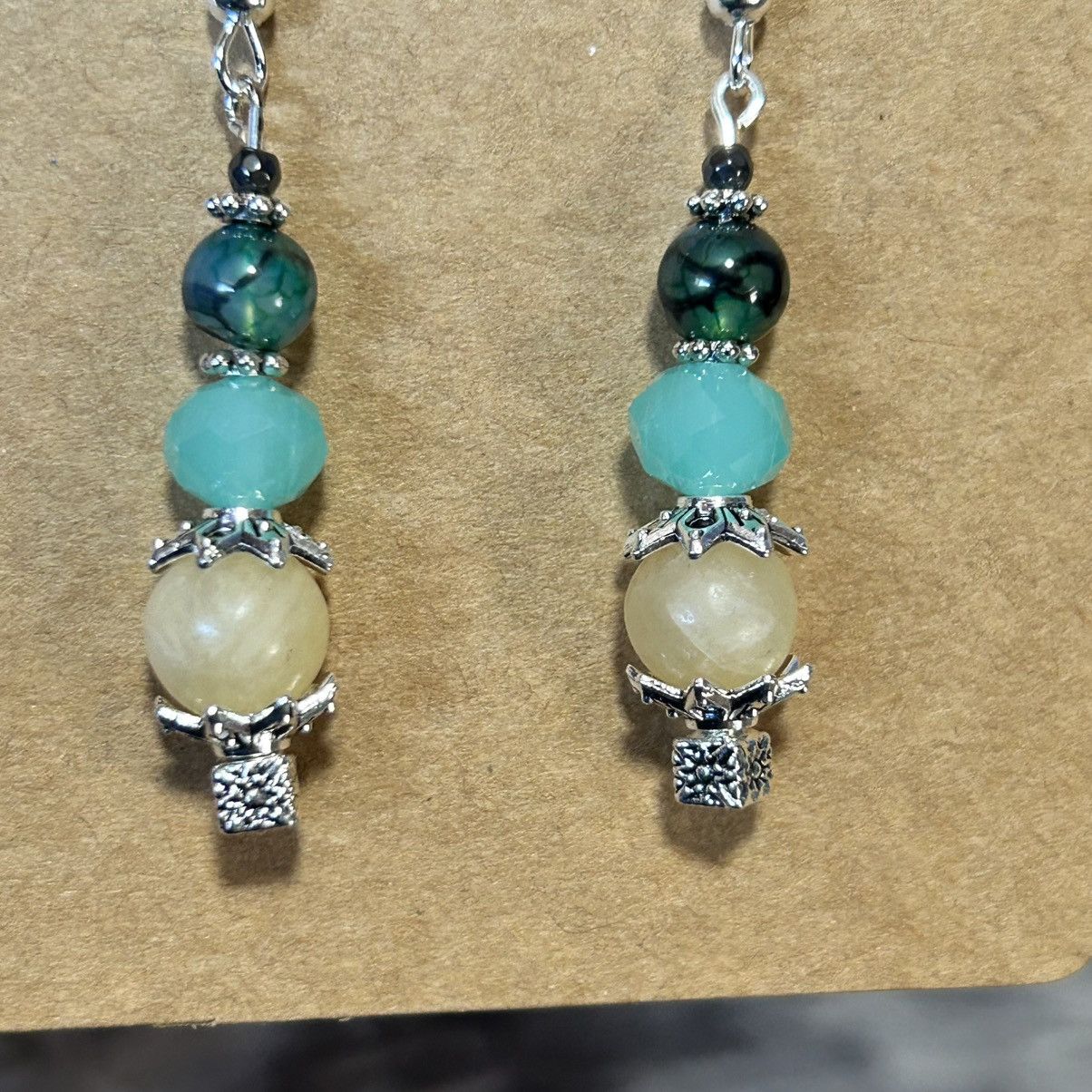 Handmade Handcrafted genuine orca agate dragon vein jasper earrings Size ONE SIZE - 3 Thumbnail