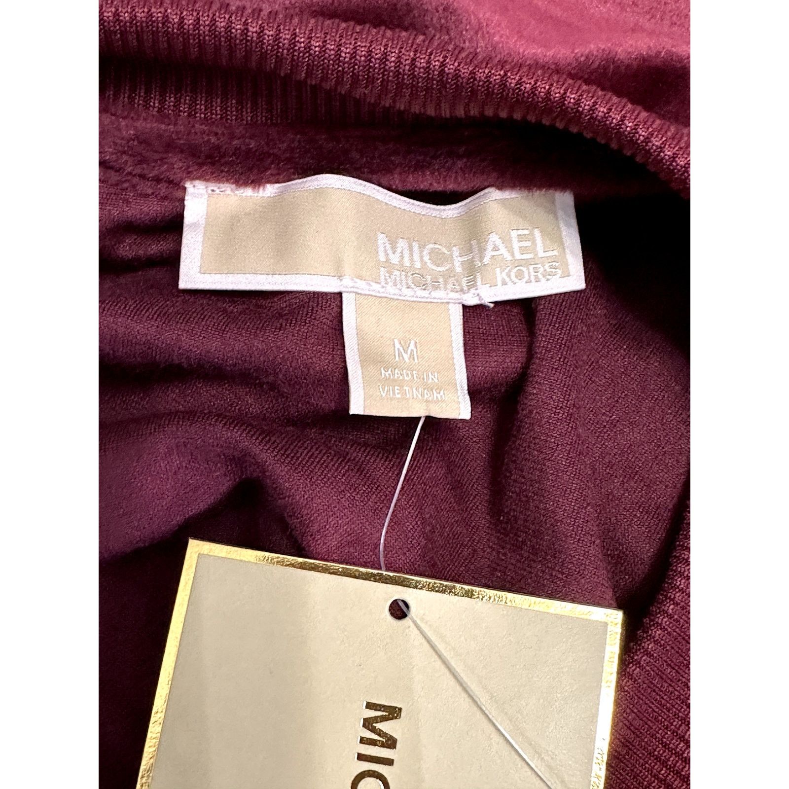 Michael Kors Michael Kors Cold Shoulder Top Slitted Velour Burgundy M NWT Size M / US 6-8 / IT 42-44 - 9 Thumbnail
