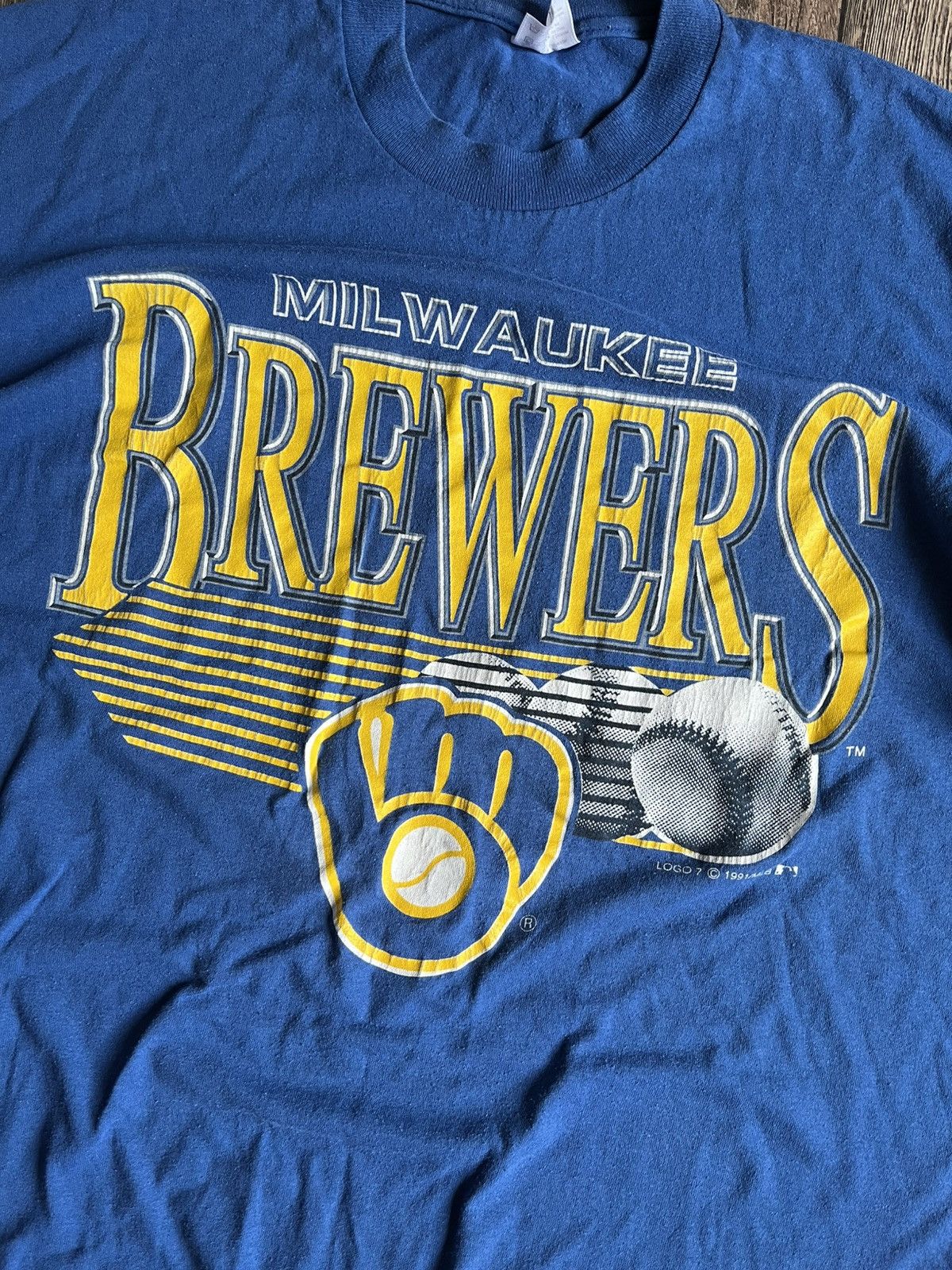 Logo 7 × MLB × Vintage Vintage 90s Logo 7 Milwaukee Brewers 1991 MLB Single Stitch Size US XL / EU 56 / 4 - 2 Thumbnail