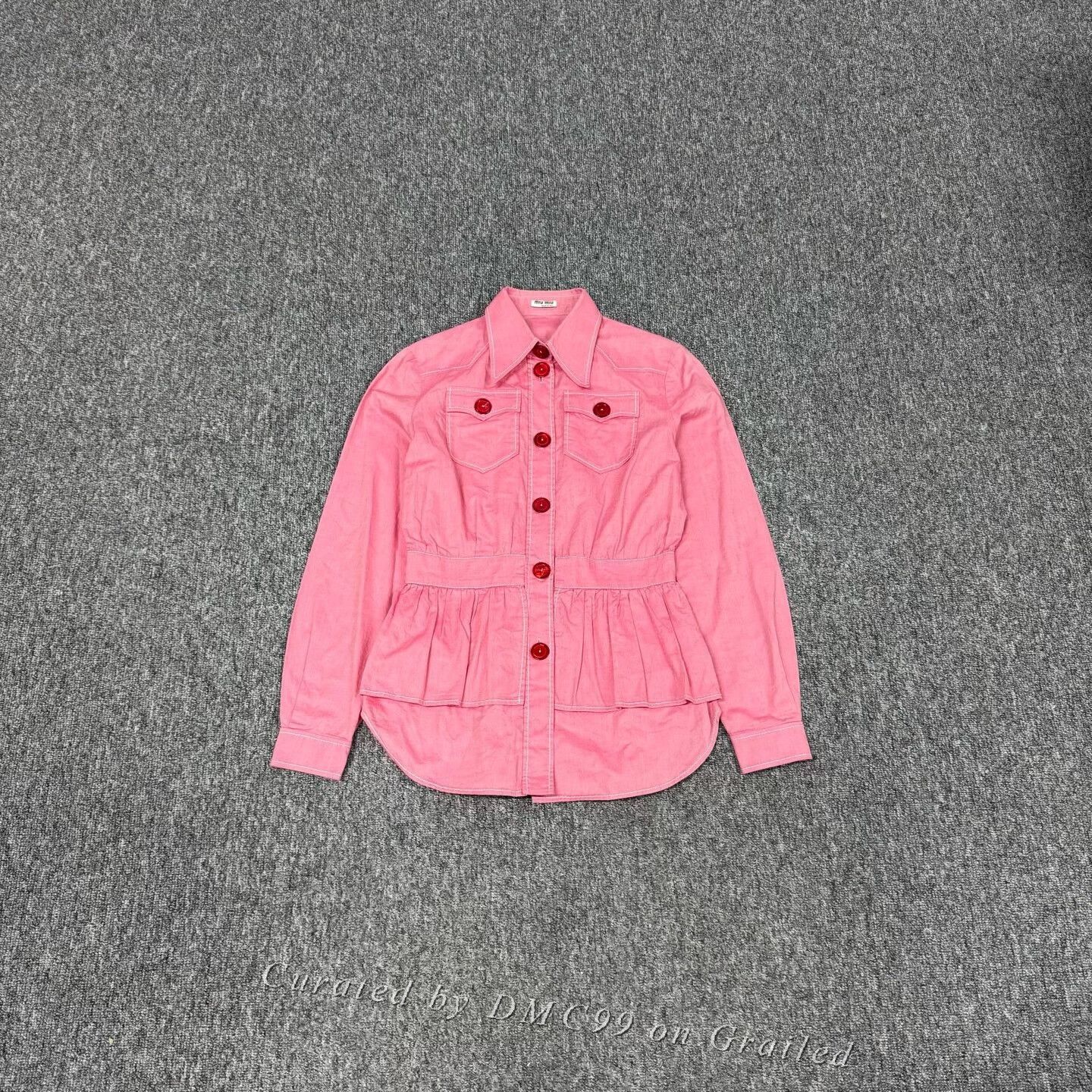 Miu Miu Miu Miu Pink Slim Button-Down Long-Sleeve Top Size S / US 4 / IT 40 - 1 Thumbnail