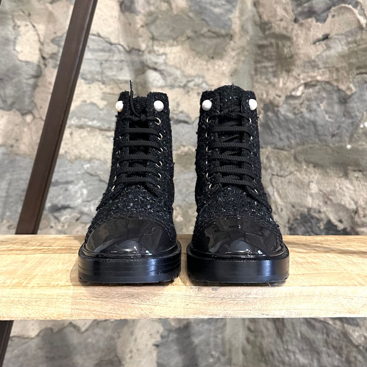 Chanel Chanel 2019 Interlocking CC Tweed Combat Boots Size US 7 / IT 37 - 3 Thumbnail