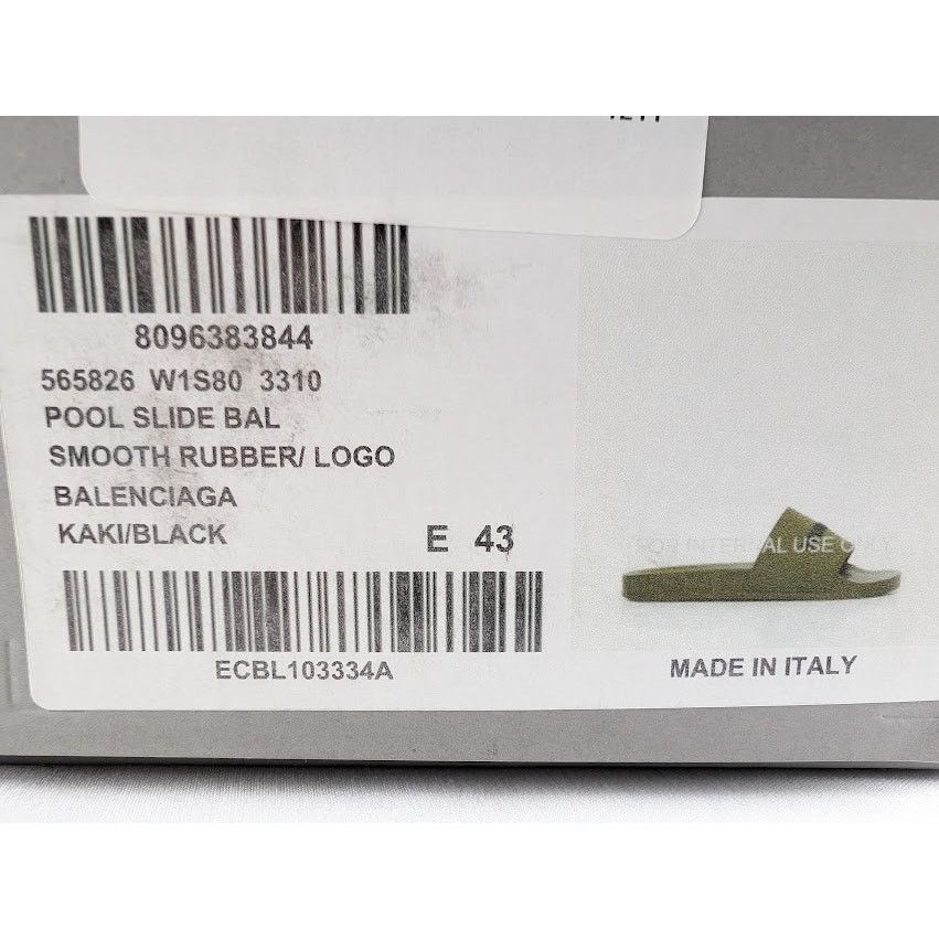 Balenciaga o1rshd1 Smooth Rubber Pool Slide Balenciaga Logo Kaki/Black Size US 10 / EU 43 - 8 Thumbnail