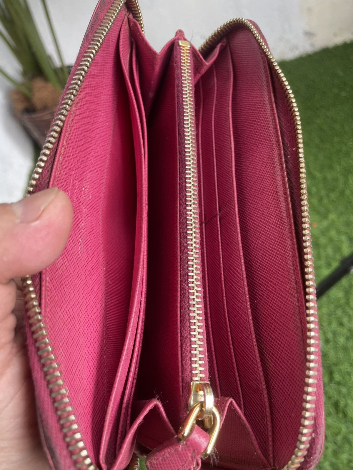 Prada PRADA Zip Around Long Wallet Fiocco Ribbon Saffiano Leather Size ONE SIZE - 8 Thumbnail