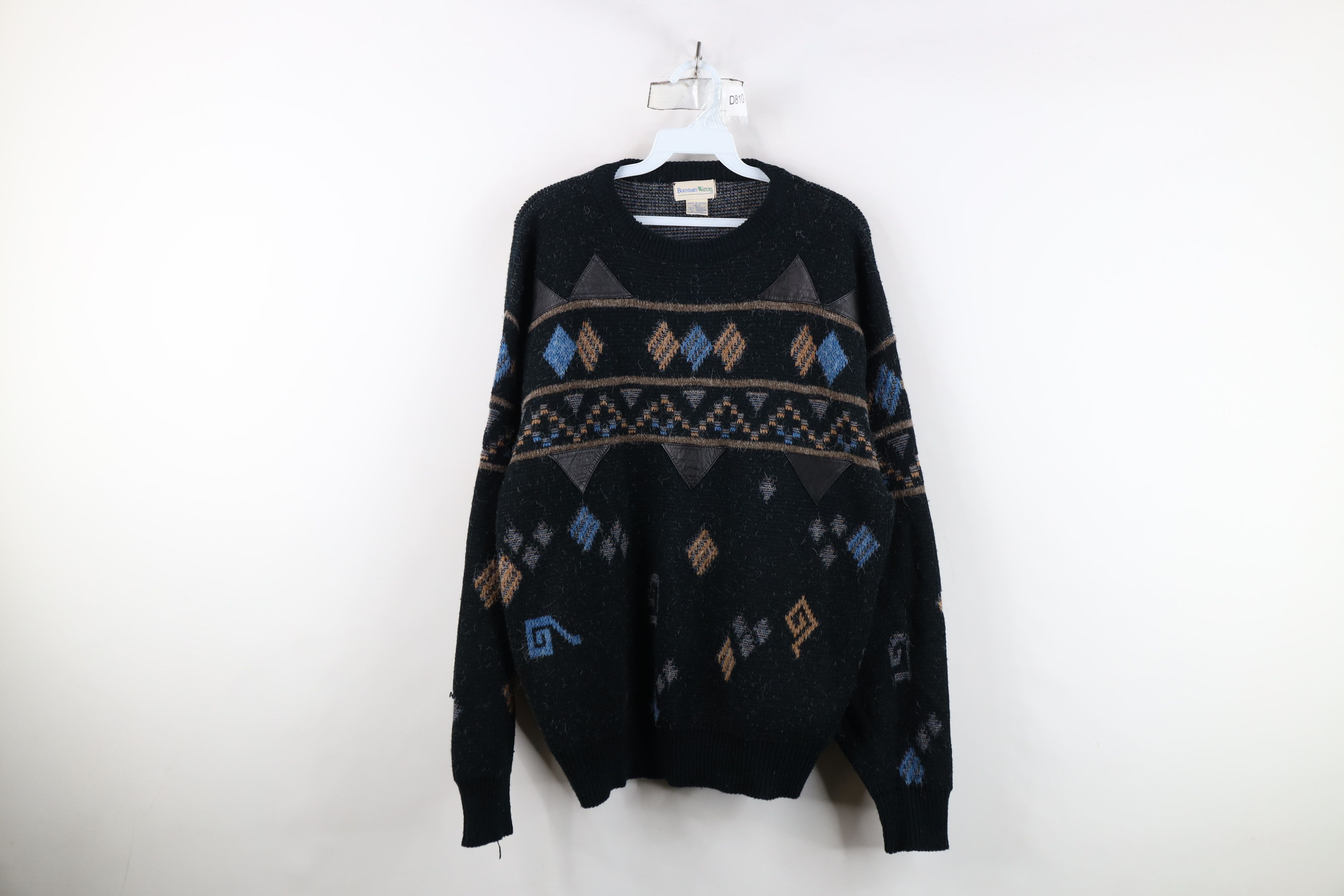 Vintage Vintage 90s Coogi Style Trim Striped Diamond Knit Sweater Size L / US 10 / IT 46 - 1 Thumbnail