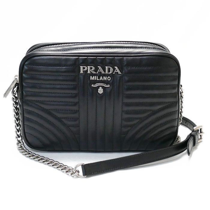 image of Prada Diagram Shoulder Bag Black Calf Leather, Women's