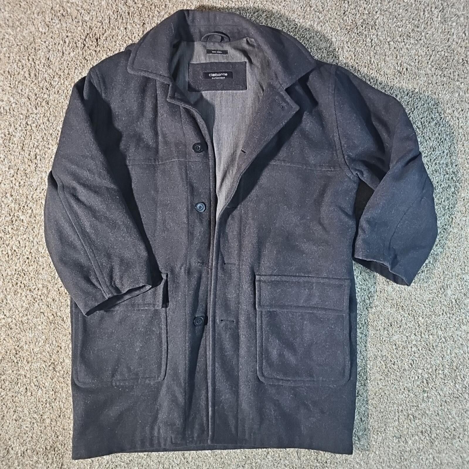 Liz Claiborne Claiborne Outerwear 100% Wool Pea Coat BUTTON NEEDS SEWING Size US M / EU 48-50 / 2 - 1 Thumbnail
