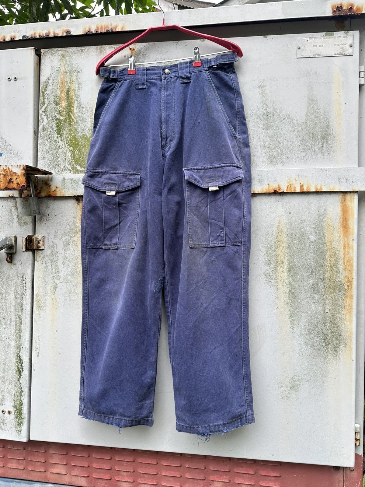 Vintage THRASHED Chore Pants Buckle Waist Workwear Size US 28 / EU 44 - 2 Thumbnail